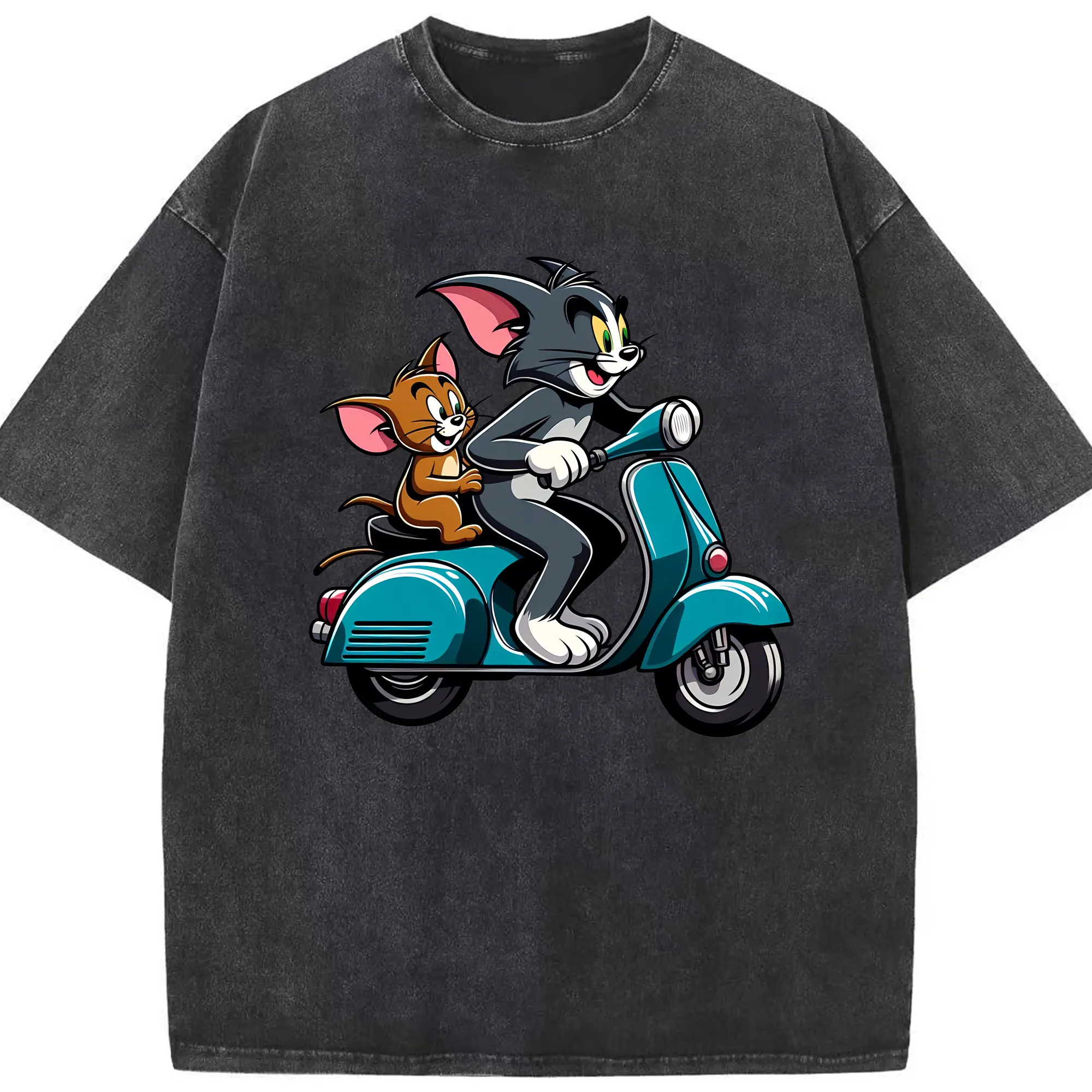 トムとジェリー グッズ トム - 綿100％ ヴィンテージ風 半袖Tシャツ ・ フロントプリント ・ 柔らか肌触り ・ 通気性 快適 ・ スポーツ カジュアル 外出用