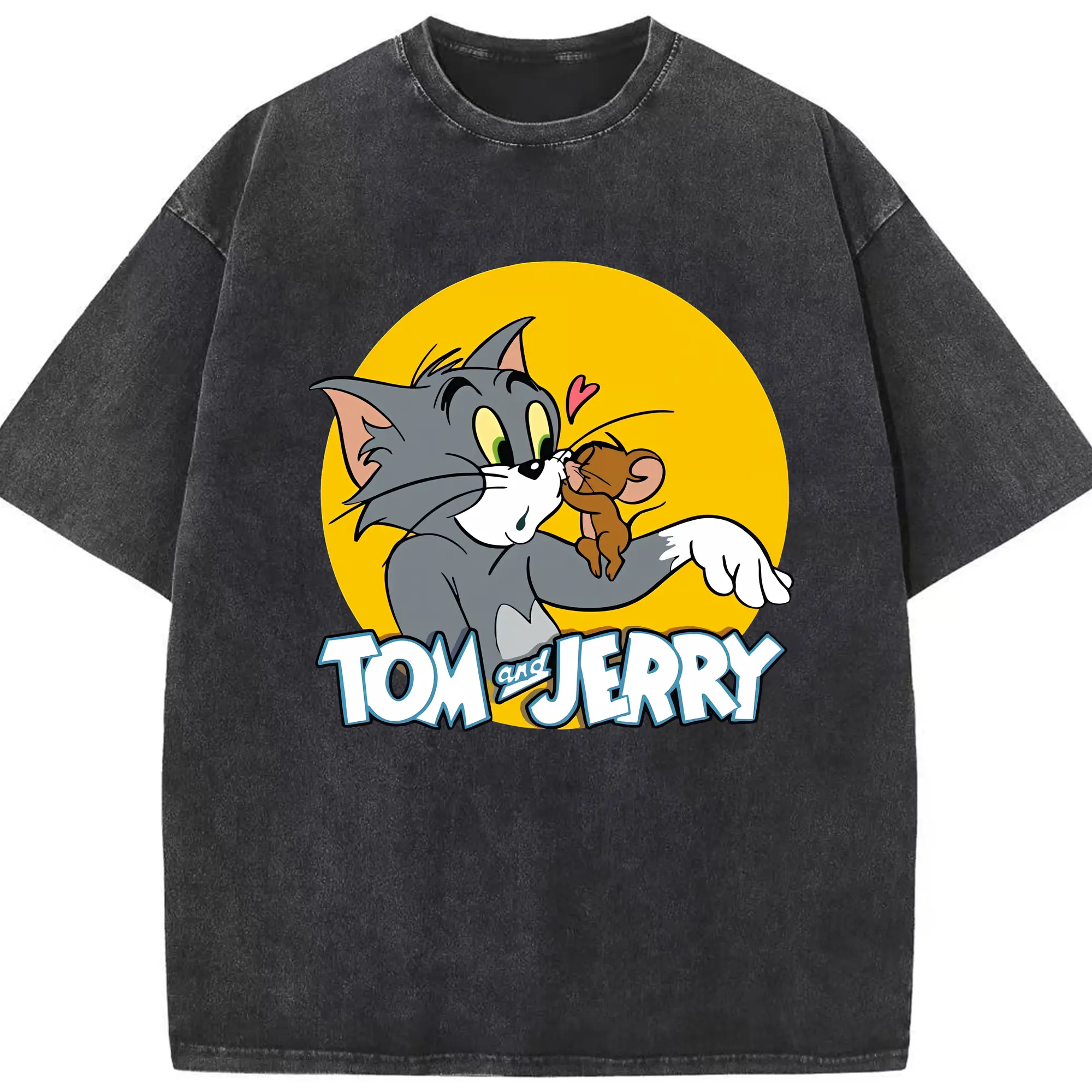 トムとジェリー グッズ トム - 綿100％ ヴィンテージ風 半袖Tシャツ ・ フロントプリント ・ 柔らか肌触り ・ 通気性 快適 ・ スポーツ カジュアル 外出用