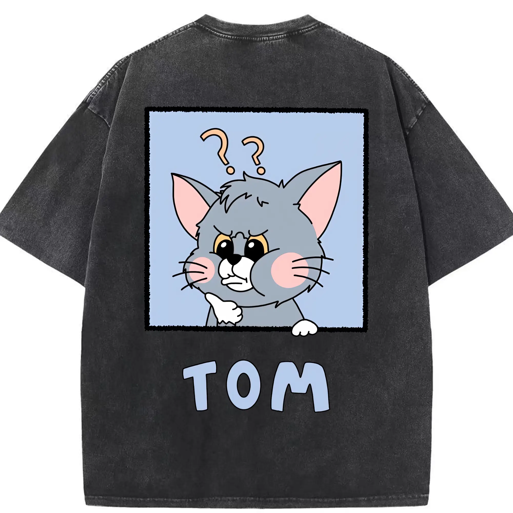 トムとジェリー グッズ トム - 綿100％ ヴィンテージ風 半袖Tシャツ ・ 背面プリント ・ 柔らか肌触り ・ 通気性 快適 ・ スポーツ カジュアル 外出用