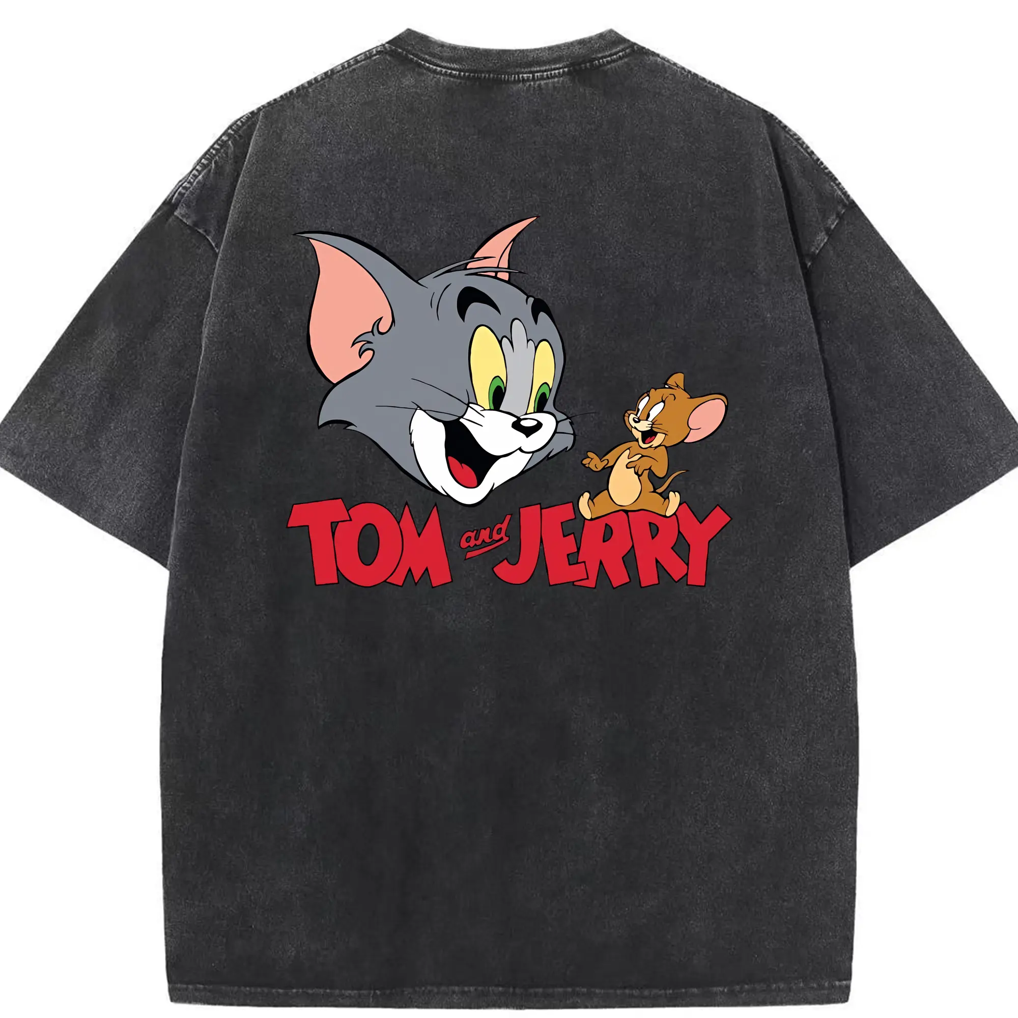 トムとジェリー グッズ トム - 綿100％ ヴィンテージ風 半袖Tシャツ ・ 背面プリント ・ 柔らか肌触り ・ 通気性 快適 ・ スポーツ カジュアル 外出用