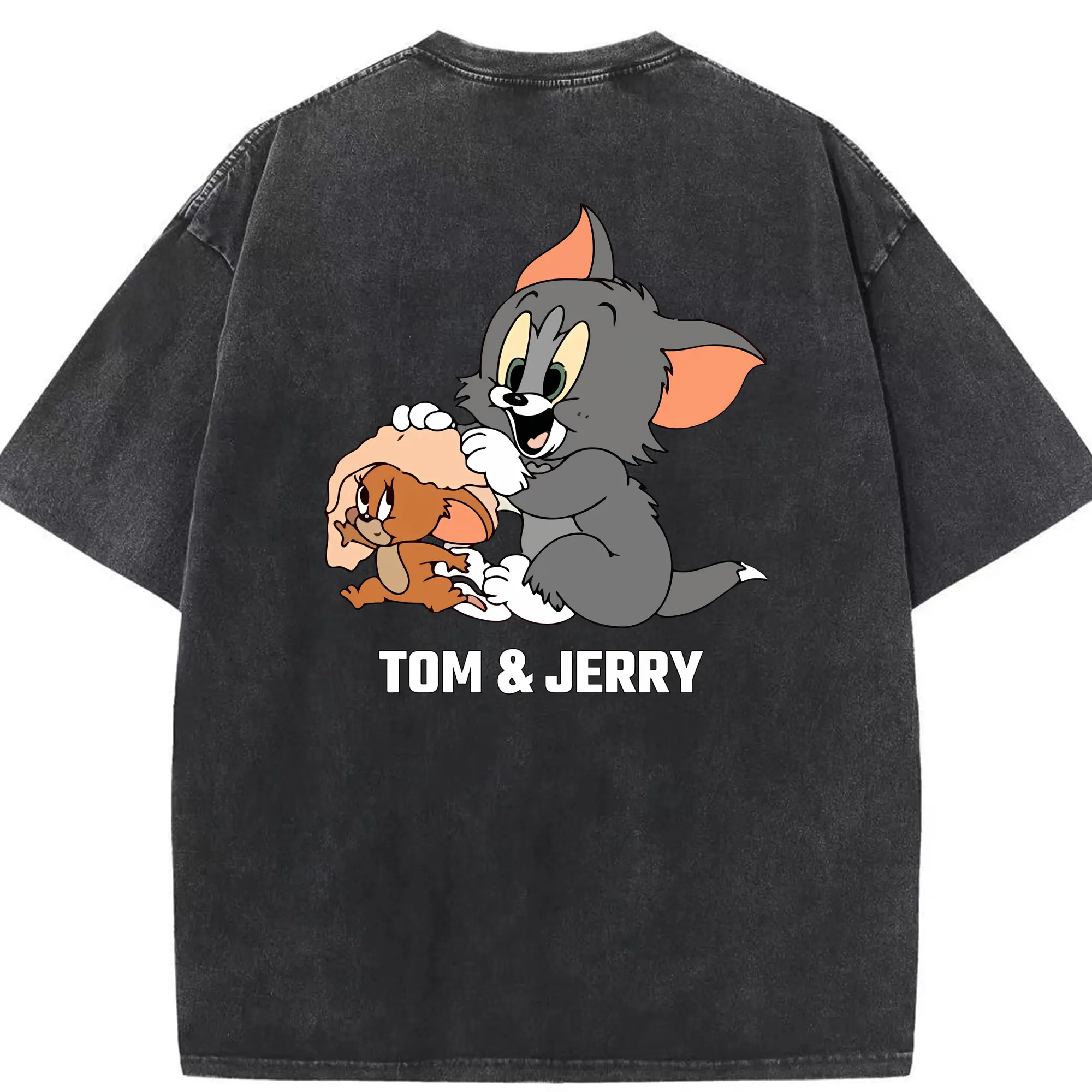 トムとジェリー グッズ トム - 綿100％ ヴィンテージ風 半袖Tシャツ ・ 背面プリント ・ 柔らか肌触り ・ 通気性 快適 ・ スポーツ カジュアル 外出用