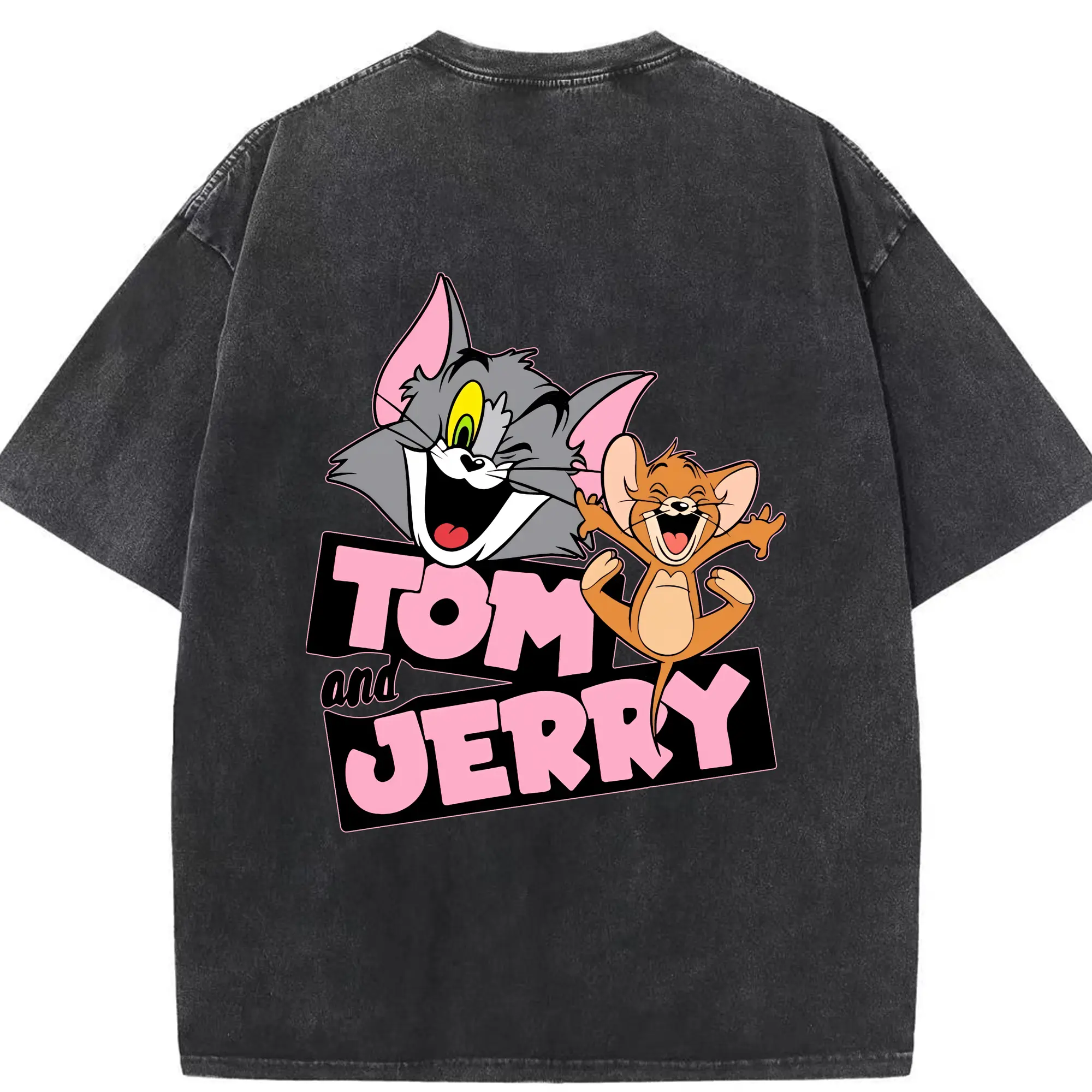 トムとジェリー グッズ トム - 綿100％ ヴィンテージ風 半袖Tシャツ ・ 背面プリント ・ 柔らか肌触り ・ 通気性 快適 ・ スポーツ カジュアル 外出用