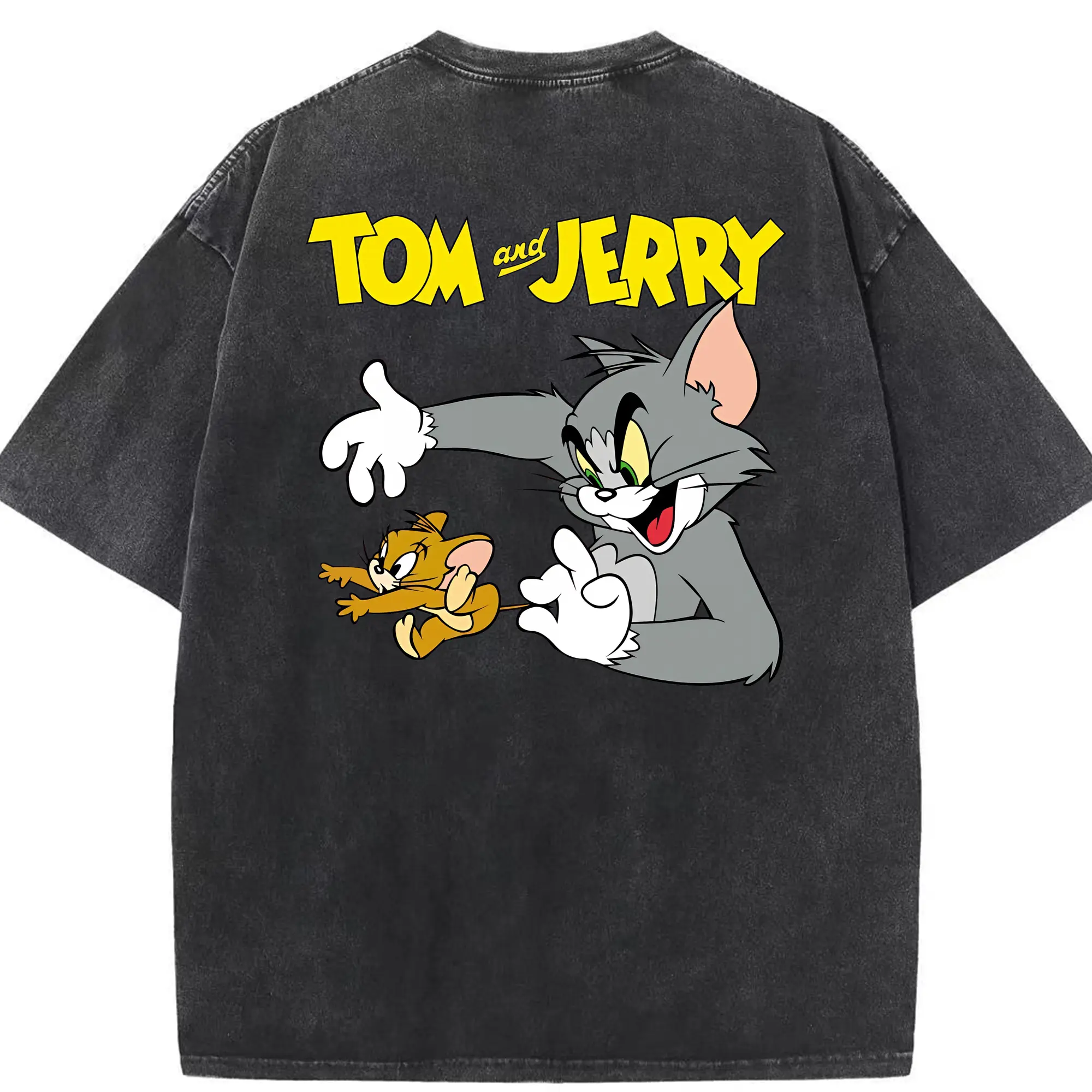 トムとジェリー グッズ トム - 綿100％ ヴィンテージ風 半袖Tシャツ ・ 背面プリント ・ 柔らか肌触り ・ 通気性 快適 ・ スポーツ カジュアル 外出用