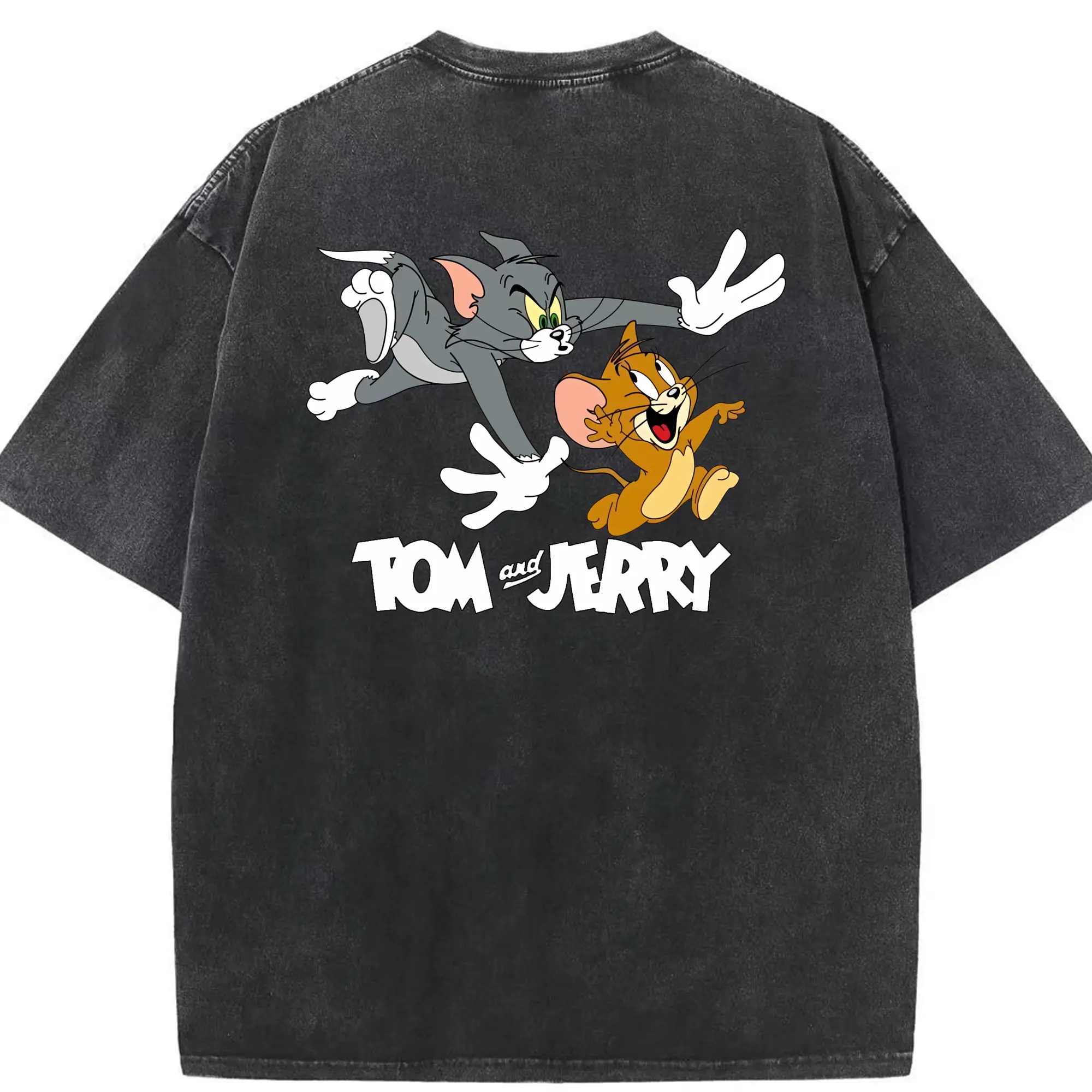 トムとジェリー グッズ トム - 綿100％ ヴィンテージ風 半袖Tシャツ ・ 背面プリント ・ 柔らか肌触り ・ 通気性 快適 ・ スポーツ カジュアル 外出用