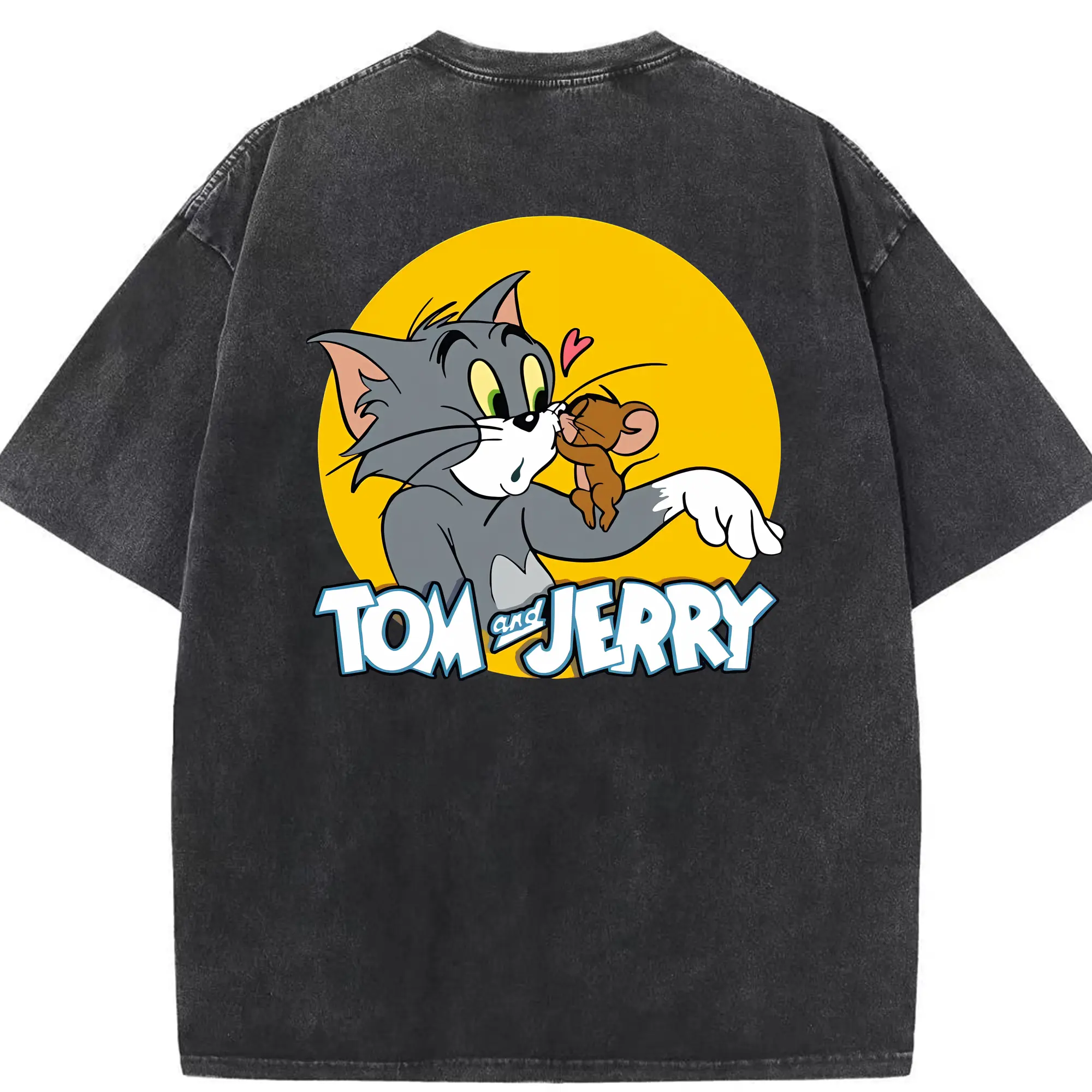 トムとジェリー グッズ トム - 綿100％ ヴィンテージ風 半袖Tシャツ ・ 背面プリント ・ 柔らか肌触り ・ 通気性 快適 ・ スポーツ カジュアル 外出用