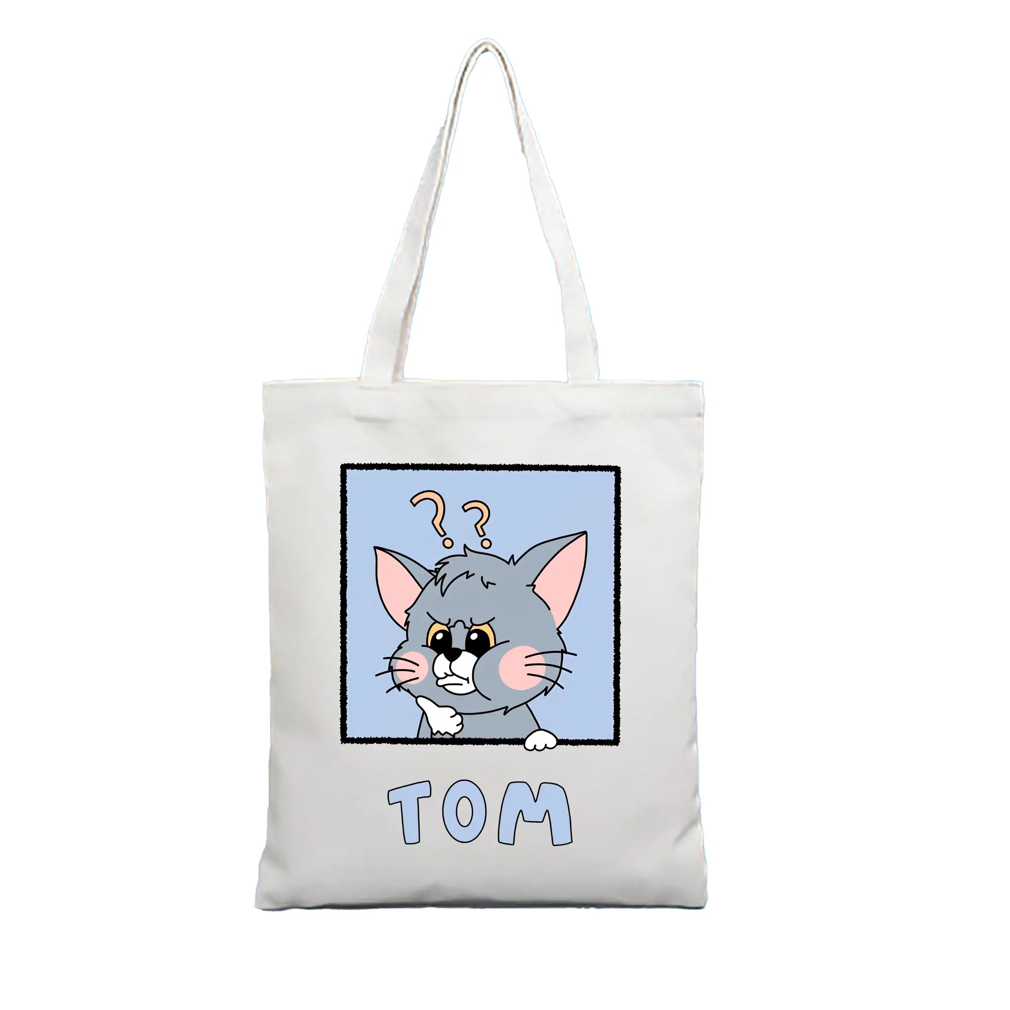 トムとジェリー グッズ トム - 縦型キャンバス手提げバッグ（トートバッグ） ・ キャンバス素材 ・ ショッピング用 ・ 軽量 丈夫 お手入れ簡単