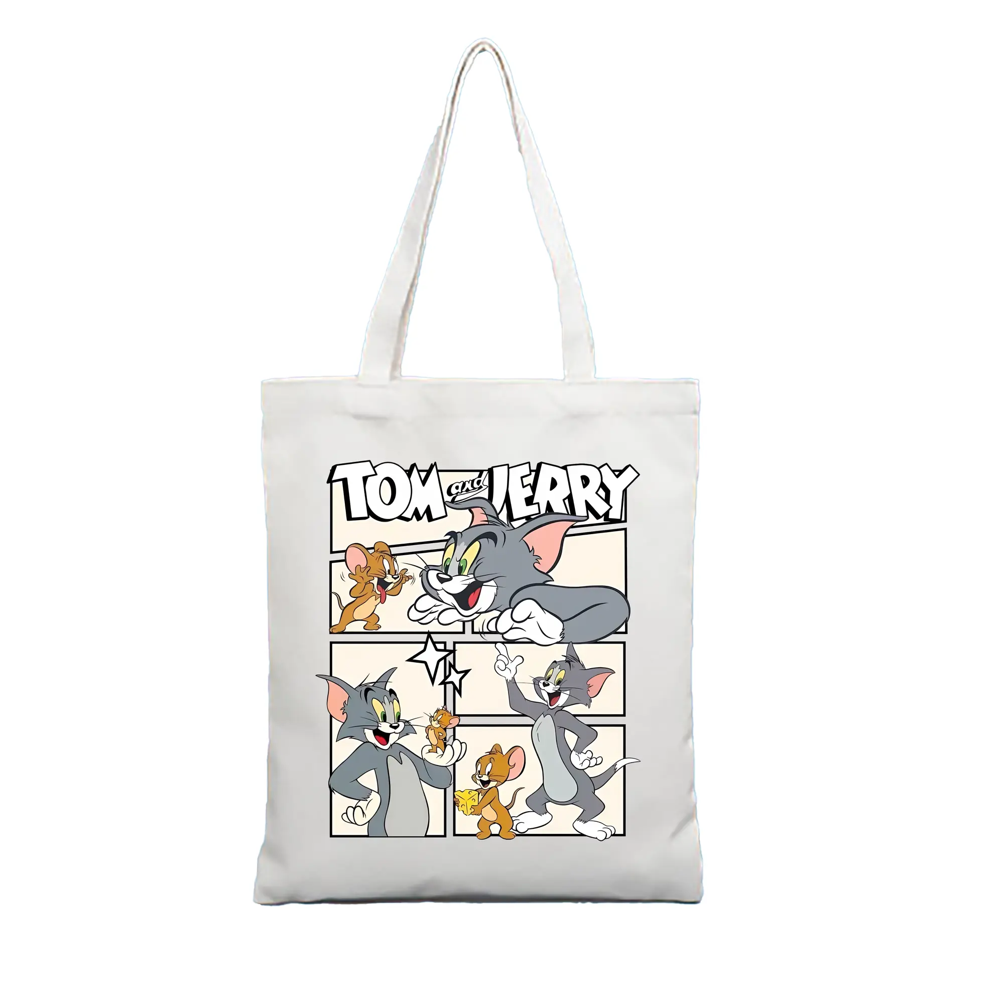 トムとジェリー グッズ トム - 縦型キャンバス手提げバッグ（トートバッグ） ・ キャンバス素材 ・ ショッピング用 ・ 軽量 丈夫 お手入れ簡単