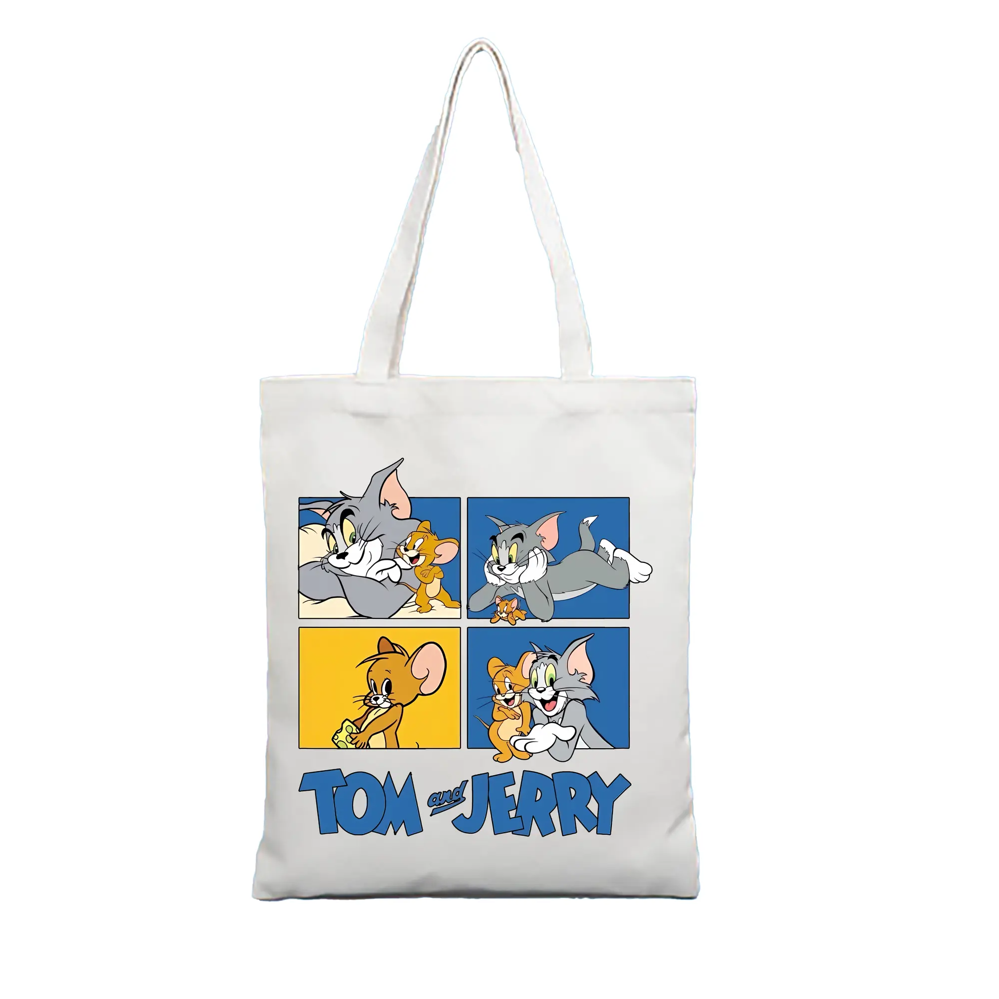 トムとジェリー グッズ トム - 縦型キャンバス手提げバッグ（トートバッグ） ・ キャンバス素材 ・ ショッピング用 ・ 軽量 丈夫 お手入れ簡単