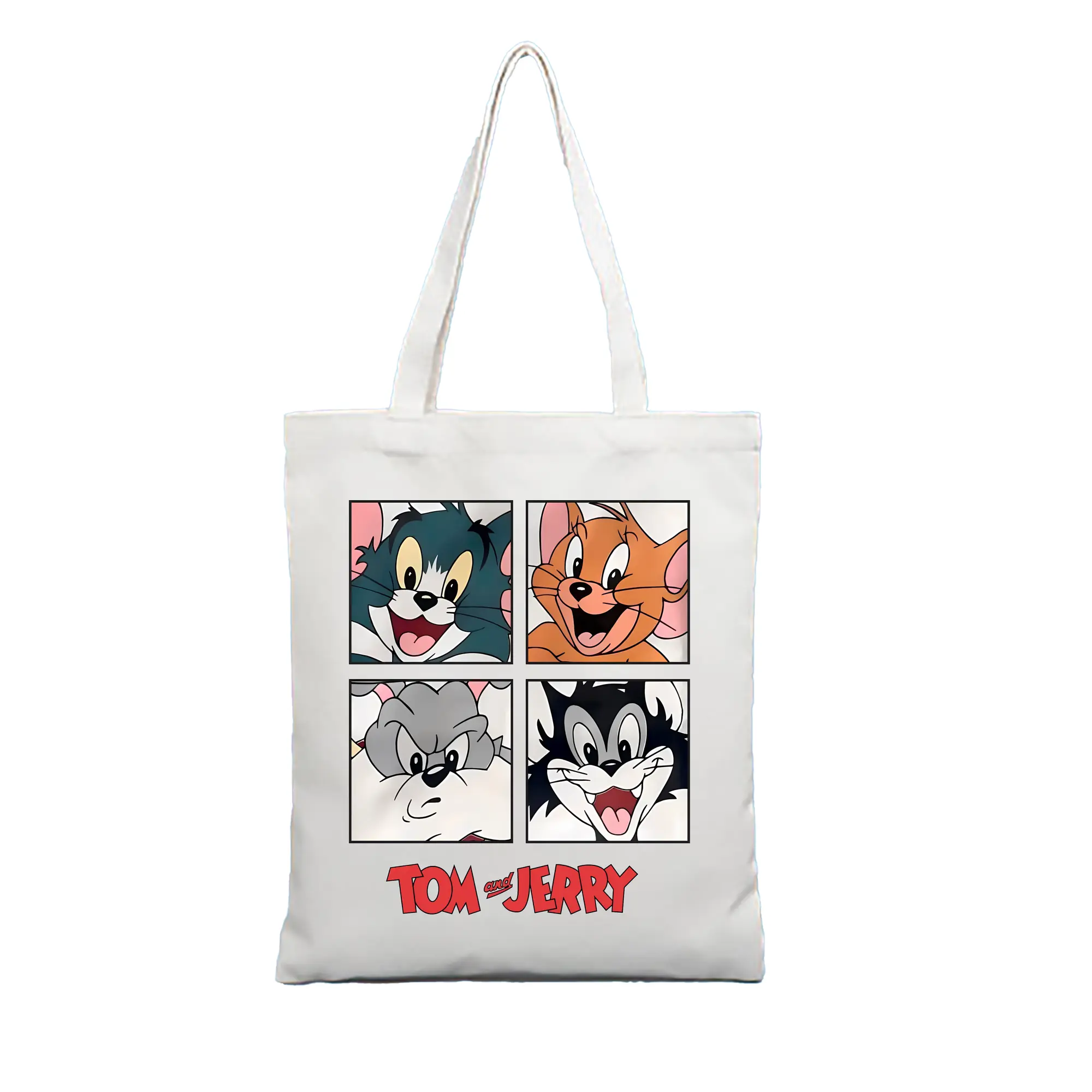 トムとジェリー グッズ トム - 縦型キャンバス手提げバッグ（トートバッグ） ・ キャンバス素材 ・ ショッピング用 ・ 軽量 丈夫 お手入れ簡単