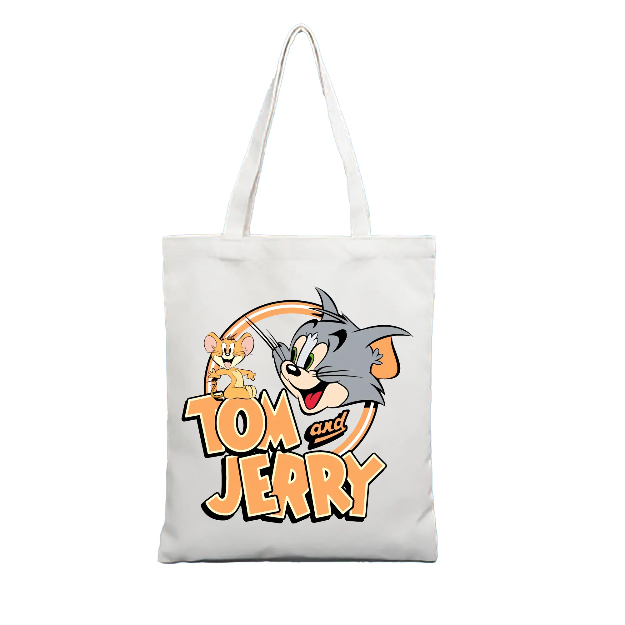 トムとジェリー グッズ トム - 縦型キャンバス手提げバッグ（トートバッグ） ・ キャンバス素材 ・ ショッピング用 ・ 軽量 丈夫 お手入れ簡単