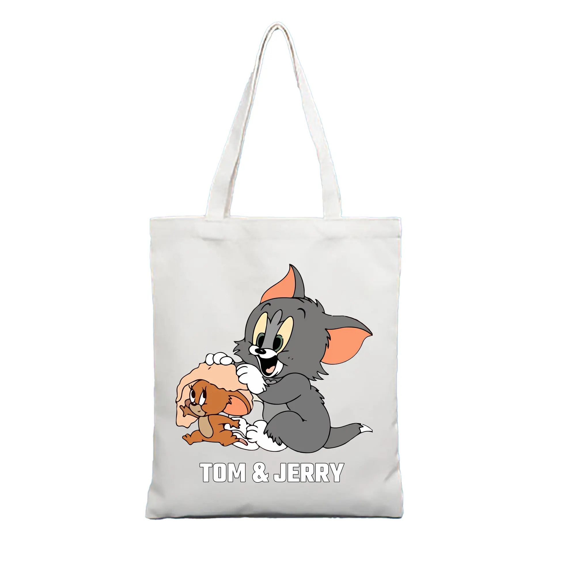トムとジェリー グッズ トム - 縦型キャンバス手提げバッグ（トートバッグ） ・ キャンバス素材 ・ ショッピング用 ・ 軽量 丈夫 お手入れ簡単