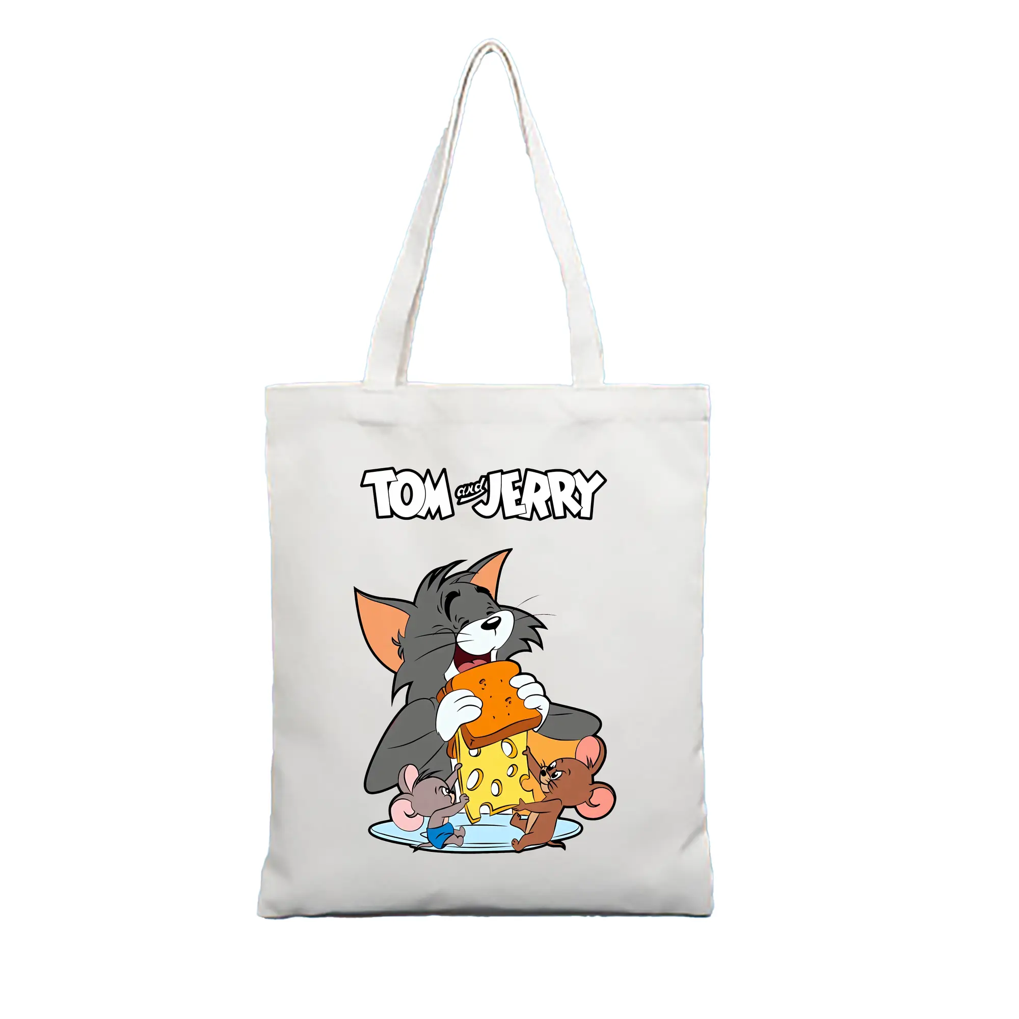 トムとジェリー グッズ トム - 縦型キャンバス手提げバッグ（トートバッグ） ・ キャンバス素材 ・ ショッピング用 ・ 軽量 丈夫 お手入れ簡単