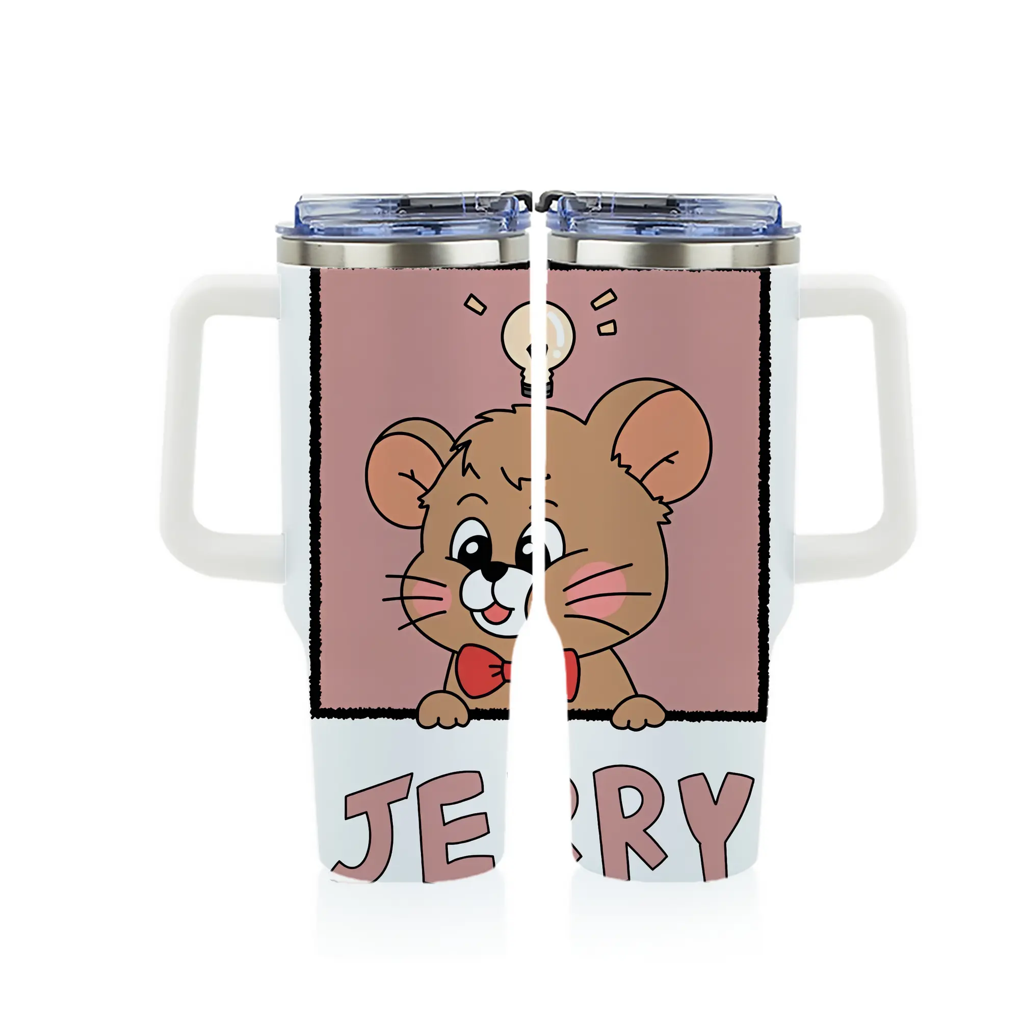 トムとジェリー グッズ ジェリー - 1200mL フルプリント車用タンブラー ・ 304ステンレス 内側 ・ 201ステンレス 外側 ・ 保温 保冷 ・ 通勤 ドライブ アウトドア用