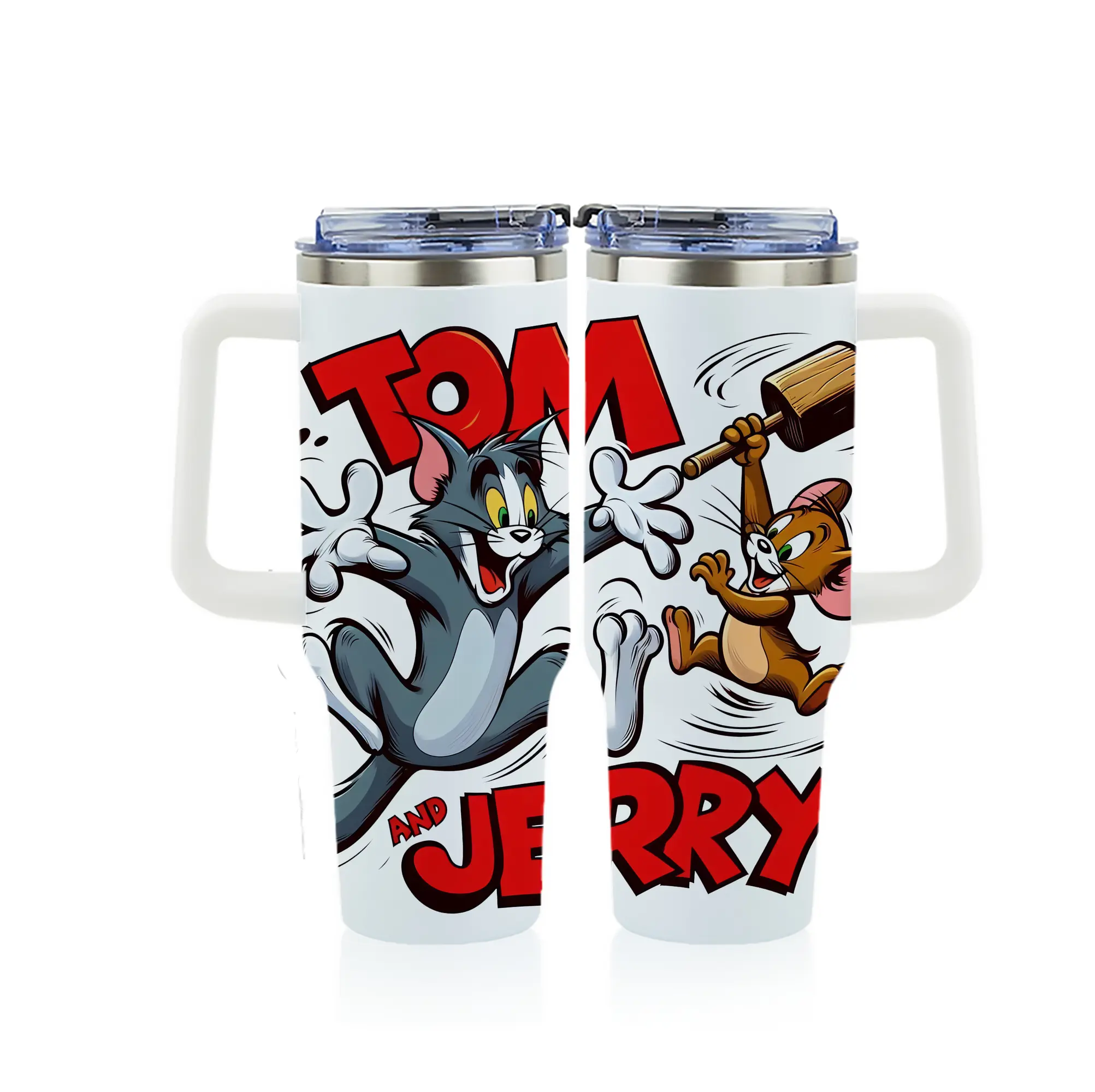 トムとジェリー グッズ ジェリー - 1200mL フルプリント車用タンブラー ・ 304ステンレス 内側 ・ 201ステンレス 外側 ・ 保温 保冷 ・ 通勤 ドライブ アウトドア用