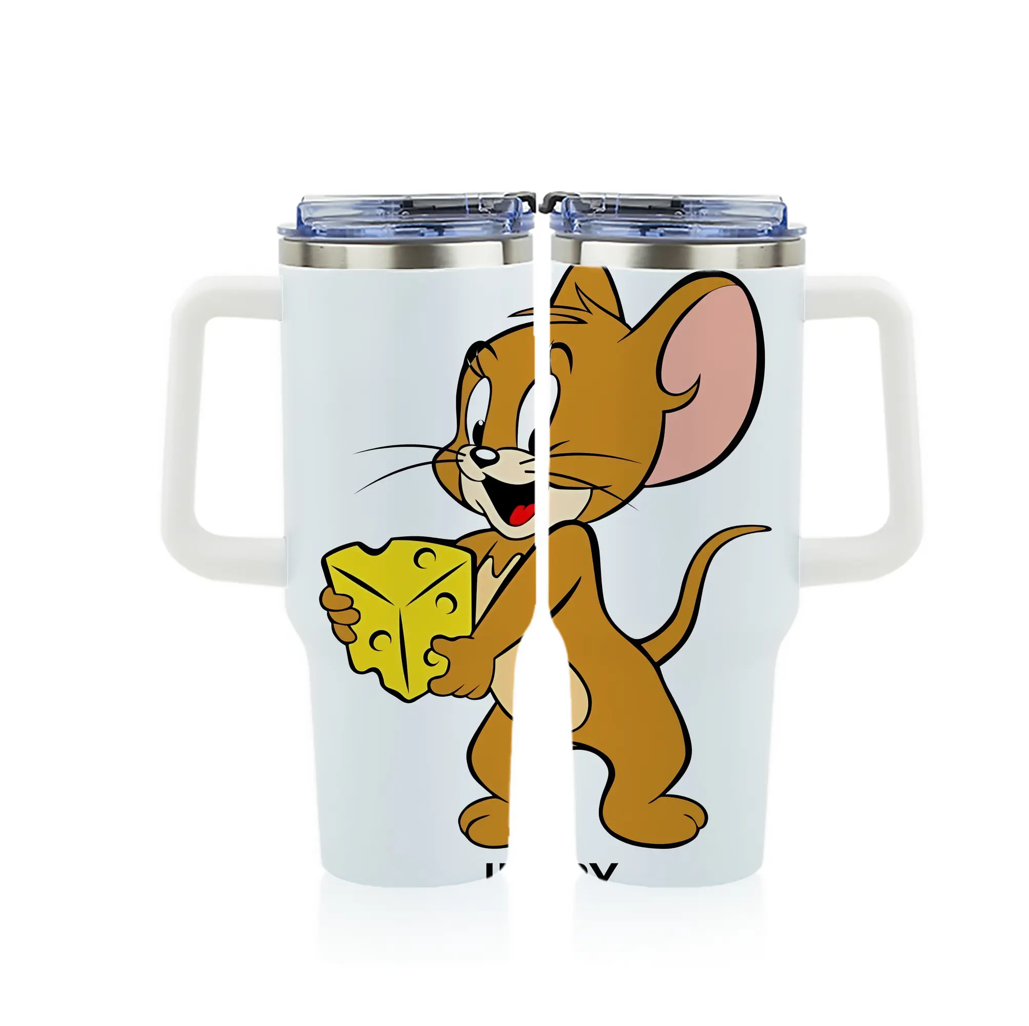 トムとジェリー グッズ ジェリー - 1200mL フルプリント車用タンブラー ・ 304ステンレス 内側 ・ 201ステンレス 外側 ・ 保温 保冷 ・ 通勤 ドライブ アウトドア用