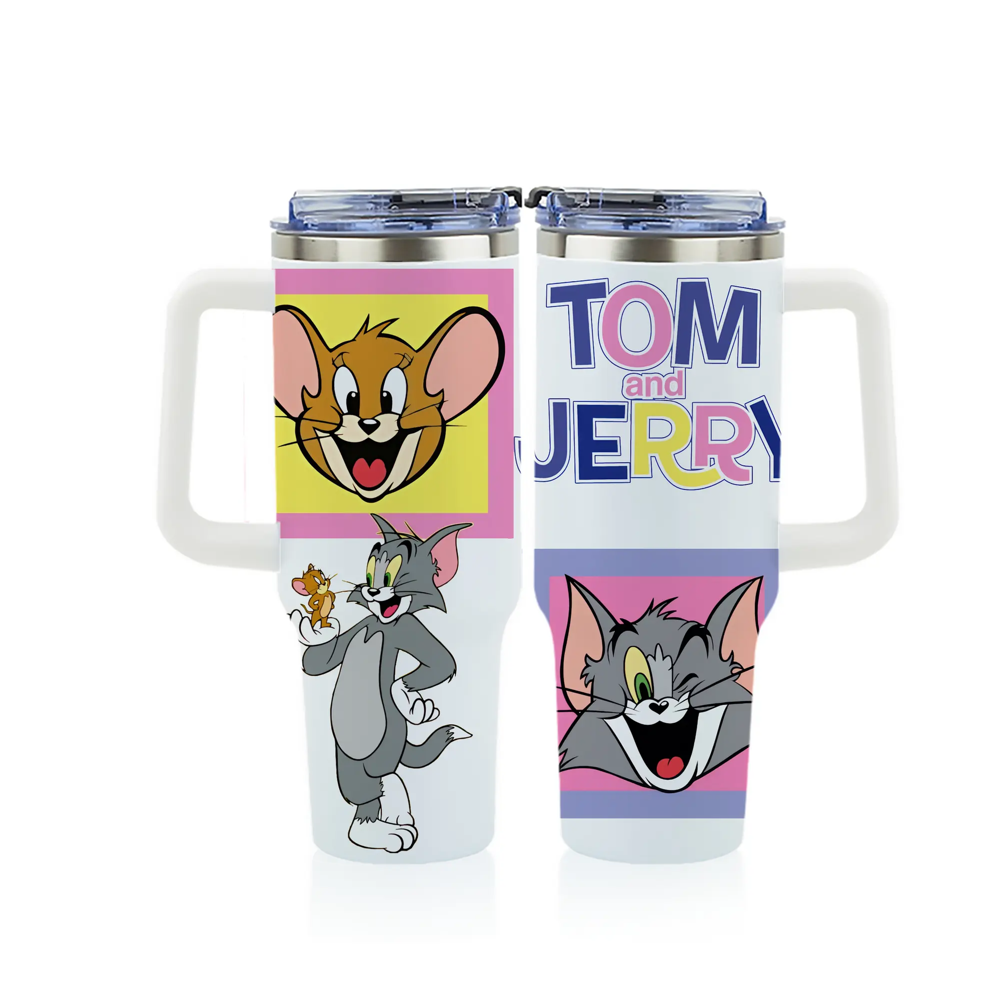 トムとジェリー グッズ ジェリー - 1200mL フルプリント車用タンブラー ・ 304ステンレス 内側 ・ 201ステンレス 外側 ・ 保温 保冷 ・ 通勤 ドライブ アウトドア用