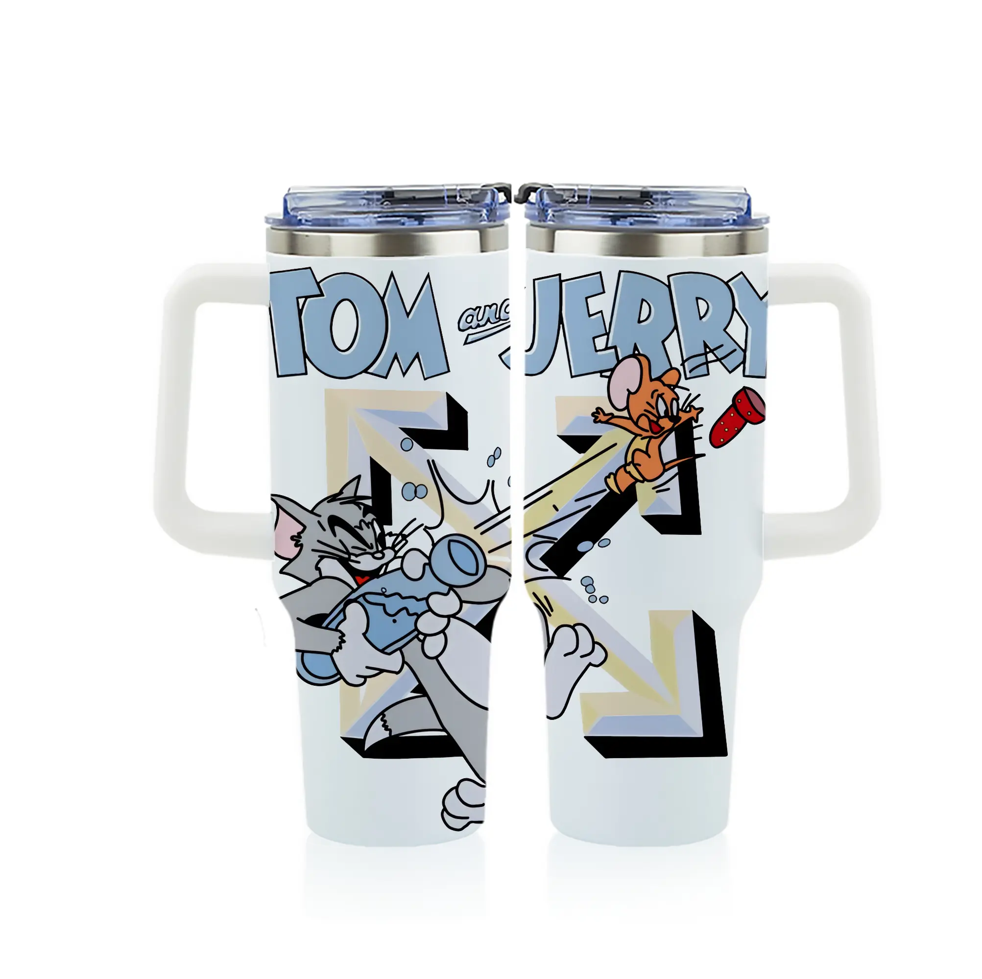 トムとジェリー グッズ ジェリー - 1200mL フルプリント車用タンブラー ・ 304ステンレス 内側 ・ 201ステンレス 外側 ・ 保温 保冷 ・ 通勤 ドライブ アウトドア用