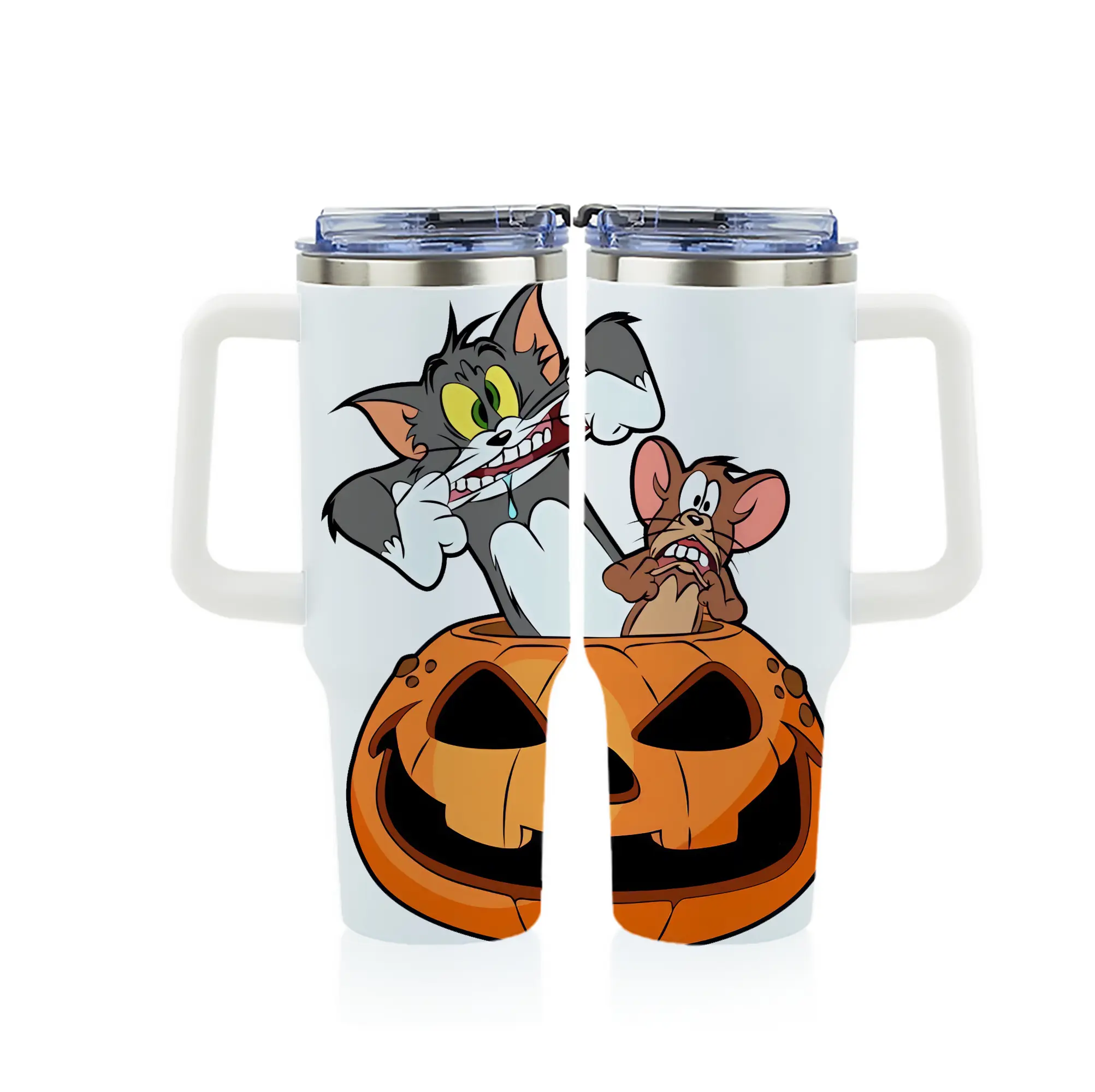 トムとジェリー グッズ ジェリー - 1200mL フルプリント車用タンブラー ・ 304ステンレス 内側 ・ 201ステンレス 外側 ・ 保温 保冷 ・ 通勤 ドライブ アウトドア用