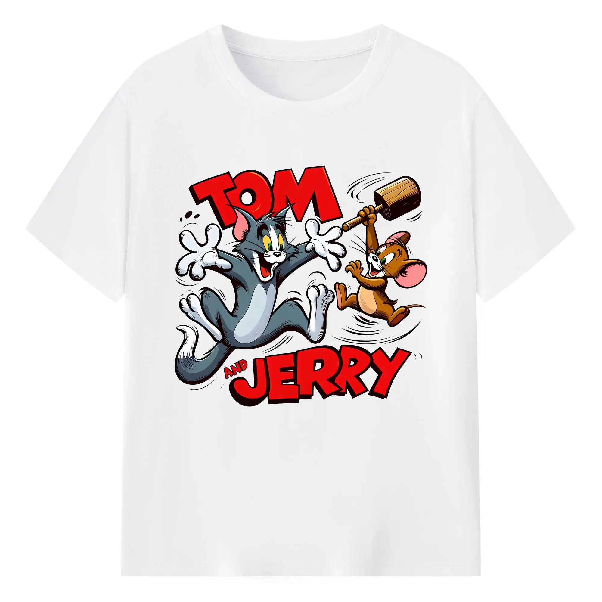 トムとジェリー グッズ ジェリー - 綿100％ 半袖Tシャツ ・ フロントプリント ・ 快適 通気性 ・ 日常使い 散歩 スポーツ用