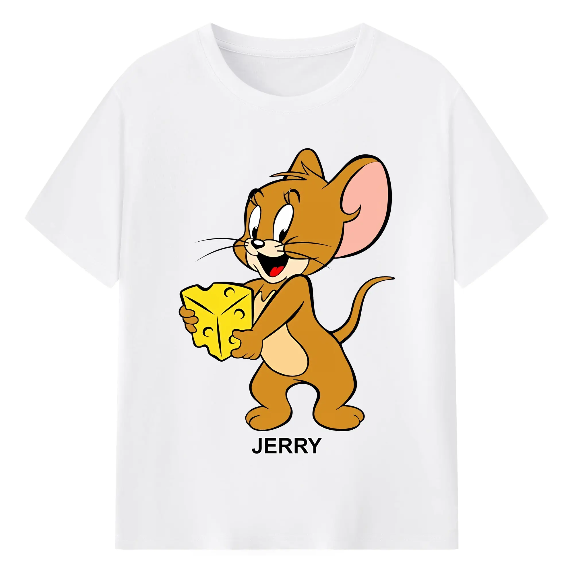 トムとジェリー グッズ ジェリー - 綿100％ 半袖Tシャツ ・ フロントプリント ・ 快適 通気性 ・ 日常使い 散歩 スポーツ用