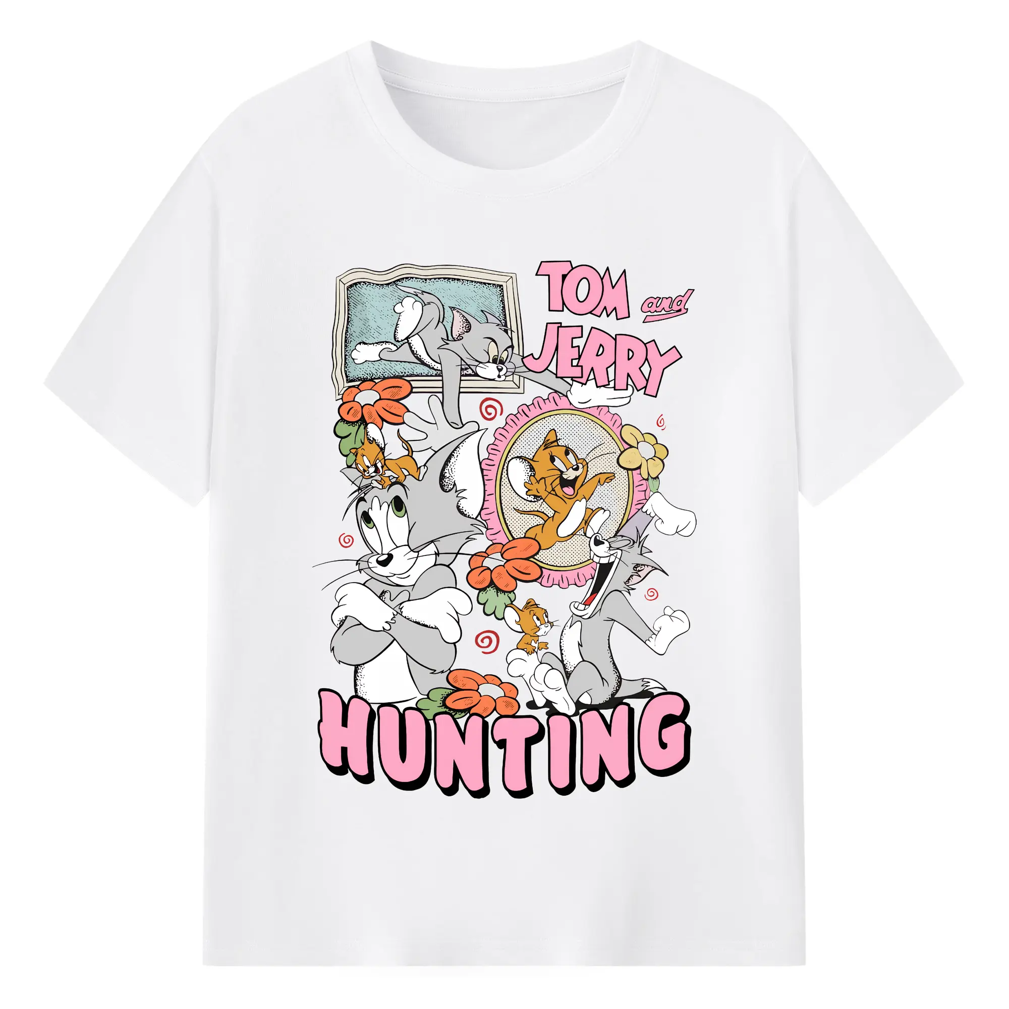 トムとジェリー グッズ ジェリー - 綿100％ 半袖Tシャツ ・ フロントプリント ・ 快適 通気性 ・ 日常使い 散歩 スポーツ用