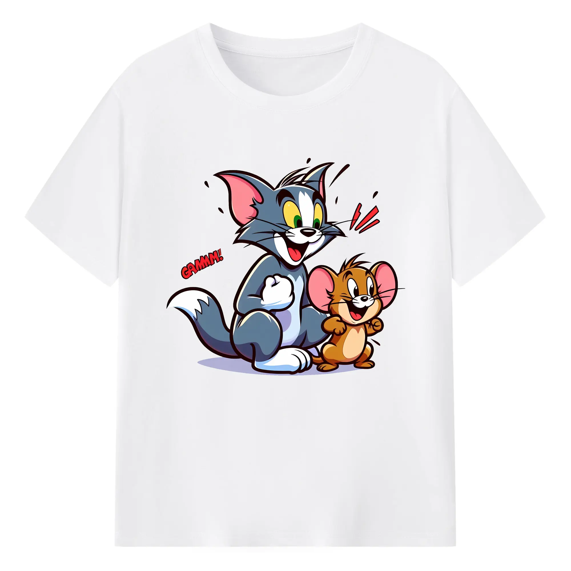 トムとジェリー グッズ ジェリー - 綿100％ 半袖Tシャツ ・ フロントプリント ・ 快適 通気性 ・ 日常使い 散歩 スポーツ用