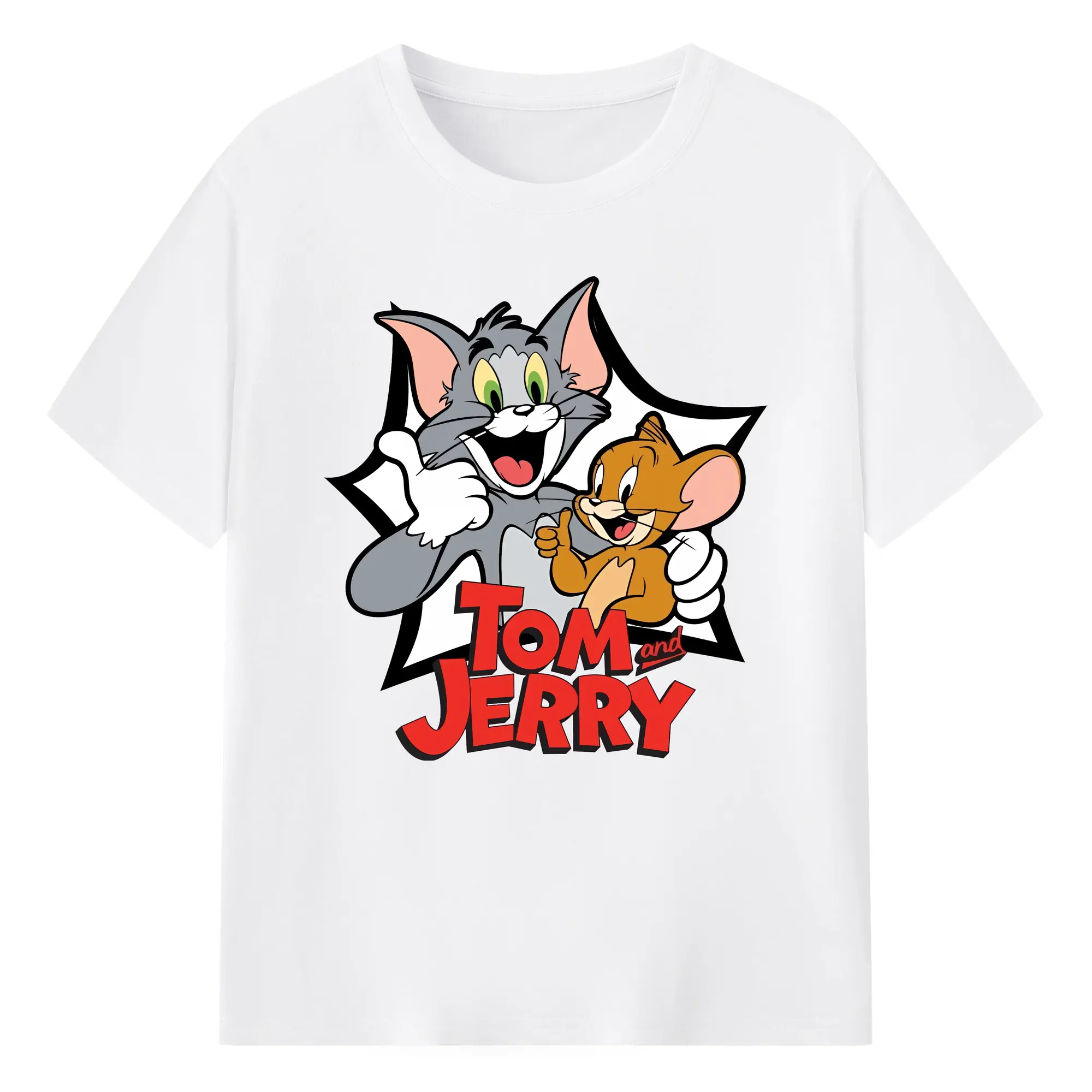 トムとジェリー グッズ ジェリー - 綿100％ 半袖Tシャツ ・ フロントプリント ・ 快適 通気性 ・ 日常使い 散歩 スポーツ用
