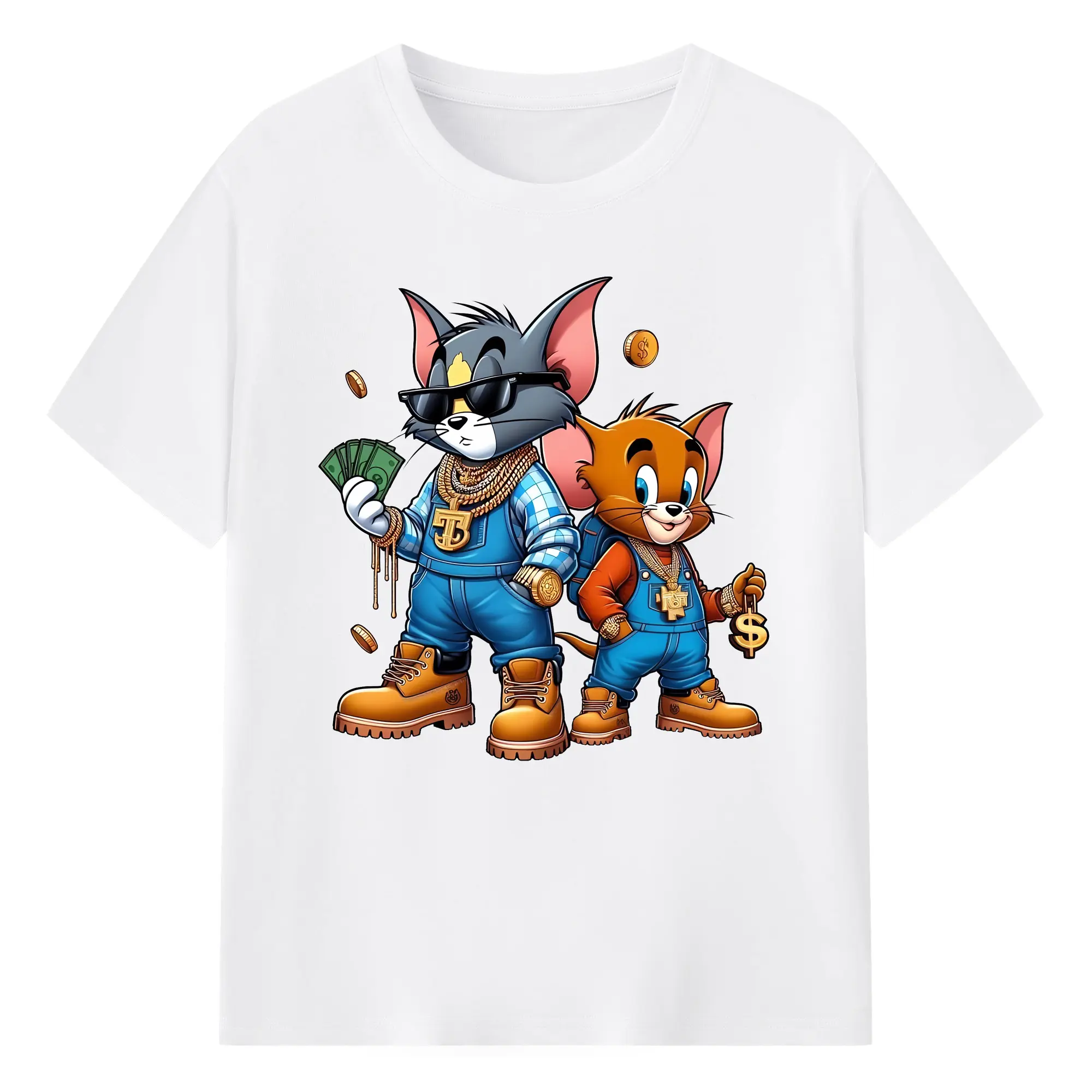 トムとジェリー グッズ ジェリー - 綿100％ 半袖Tシャツ ・ フロントプリント ・ 快適 通気性 ・ 日常使い 散歩 スポーツ用