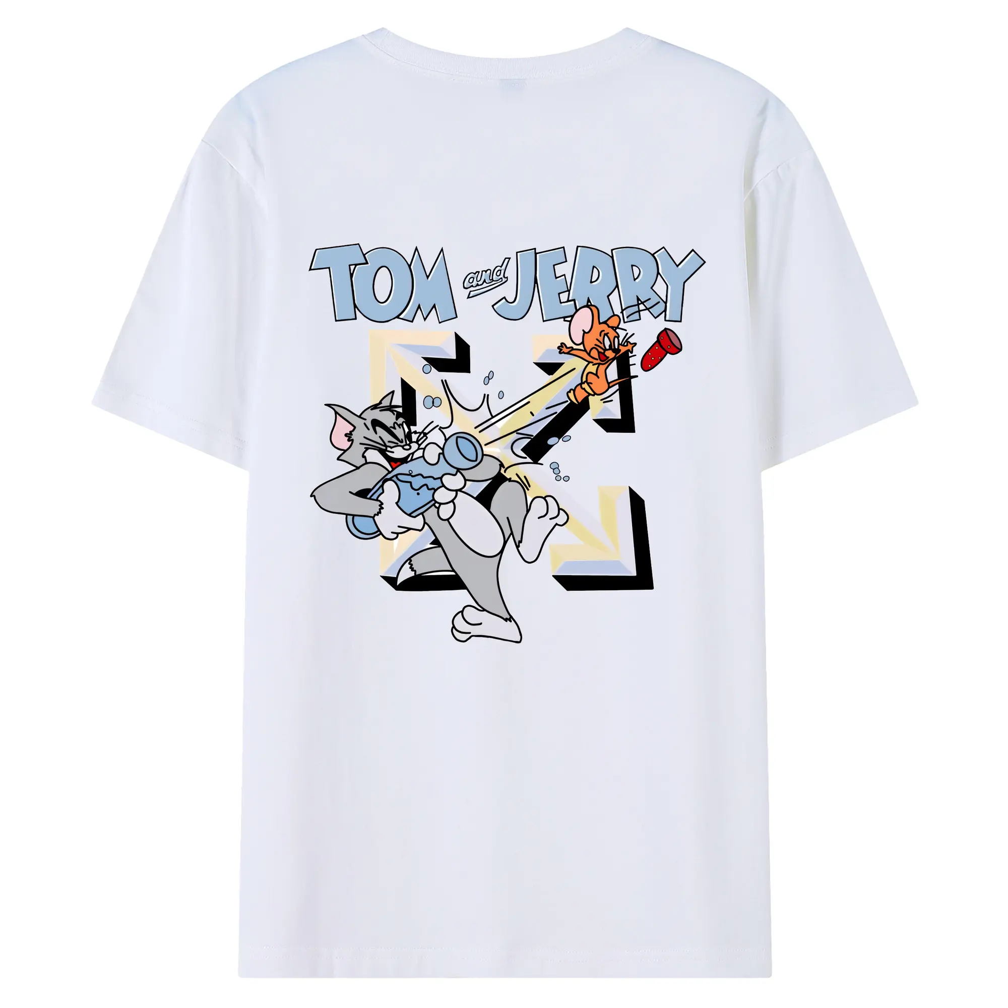 トムとジェリー グッズ ジェリー - 綿100％ 半袖Tシャツ ・ バックプリント ・ 快適 通気性 ・ 日常使い 散歩 スポーツ用