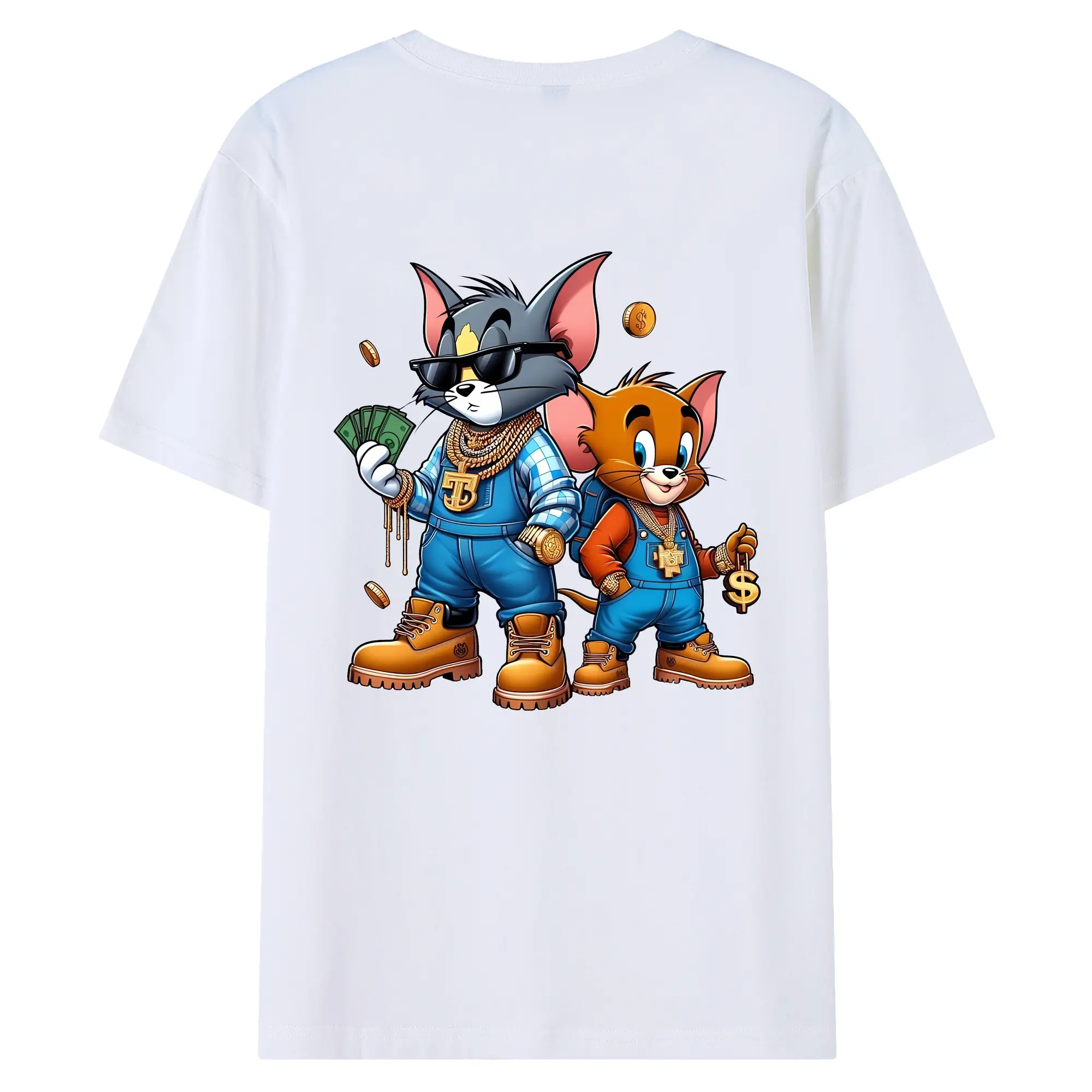 トムとジェリー グッズ ジェリー - 綿100％ 半袖Tシャツ ・ バックプリント ・ 快適 通気性 ・ 日常使い 散歩 スポーツ用