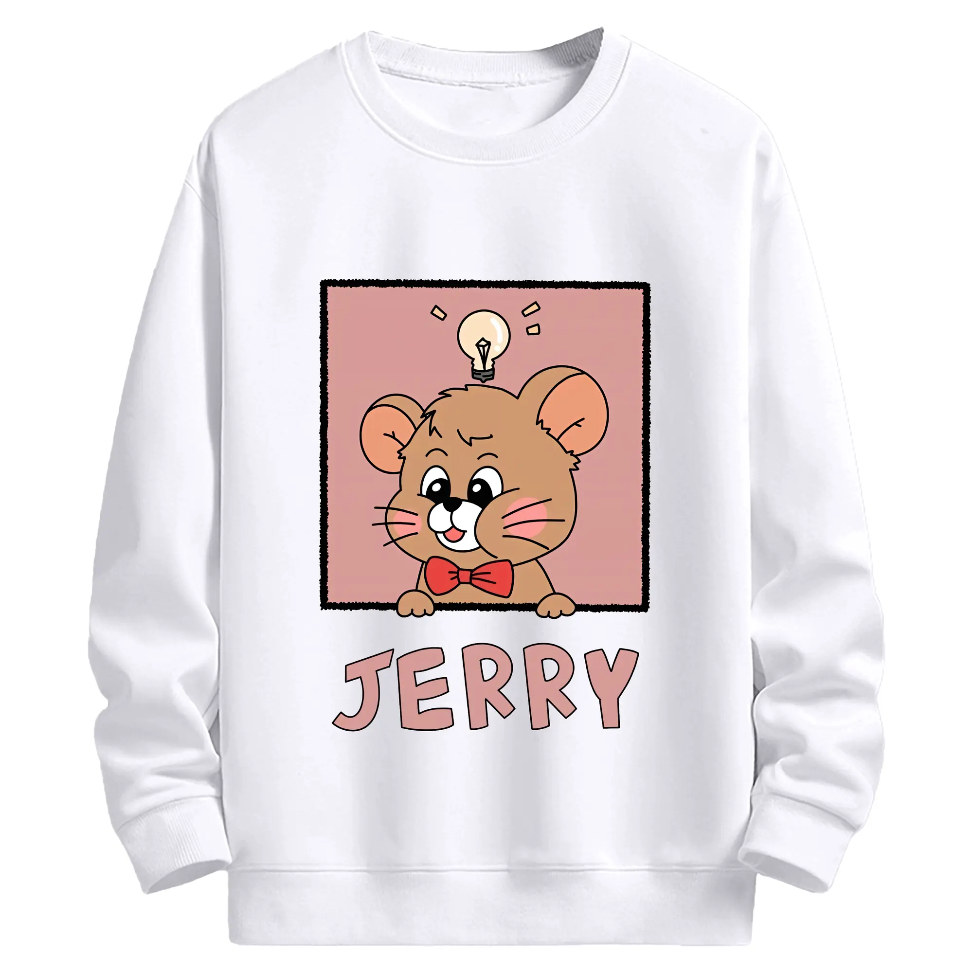 トムとジェリー グッズ ジェリー - 高品質 クルーネック スウェット ・ コットン59％ ポリエステル41％ ・ ユニセックス 長袖 トレーナー ・ カジュアル デイリー スポーツ 散歩用
