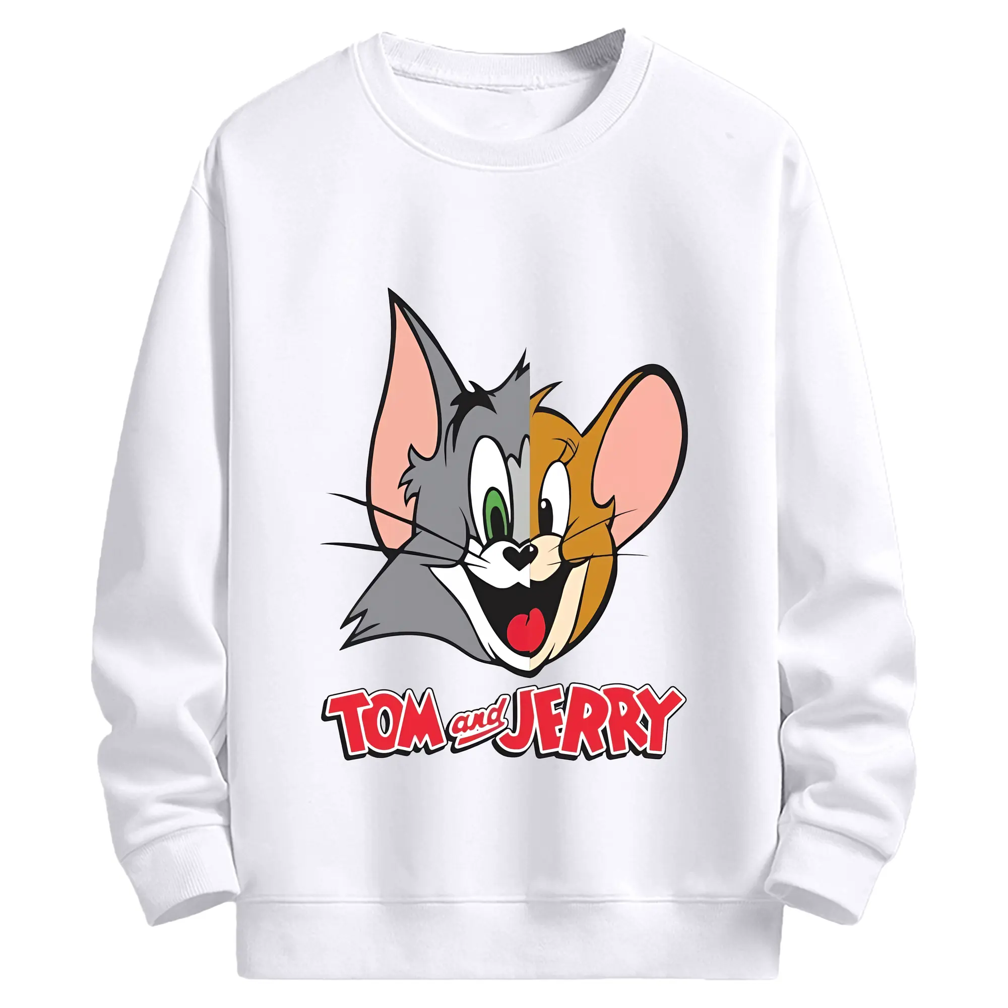 トムとジェリー グッズ ジェリー - 高品質 クルーネック スウェット ・ コットン59％ ポリエステル41％ ・ ユニセックス 長袖 トレーナー ・ カジュアル デイリー スポーツ 散歩用