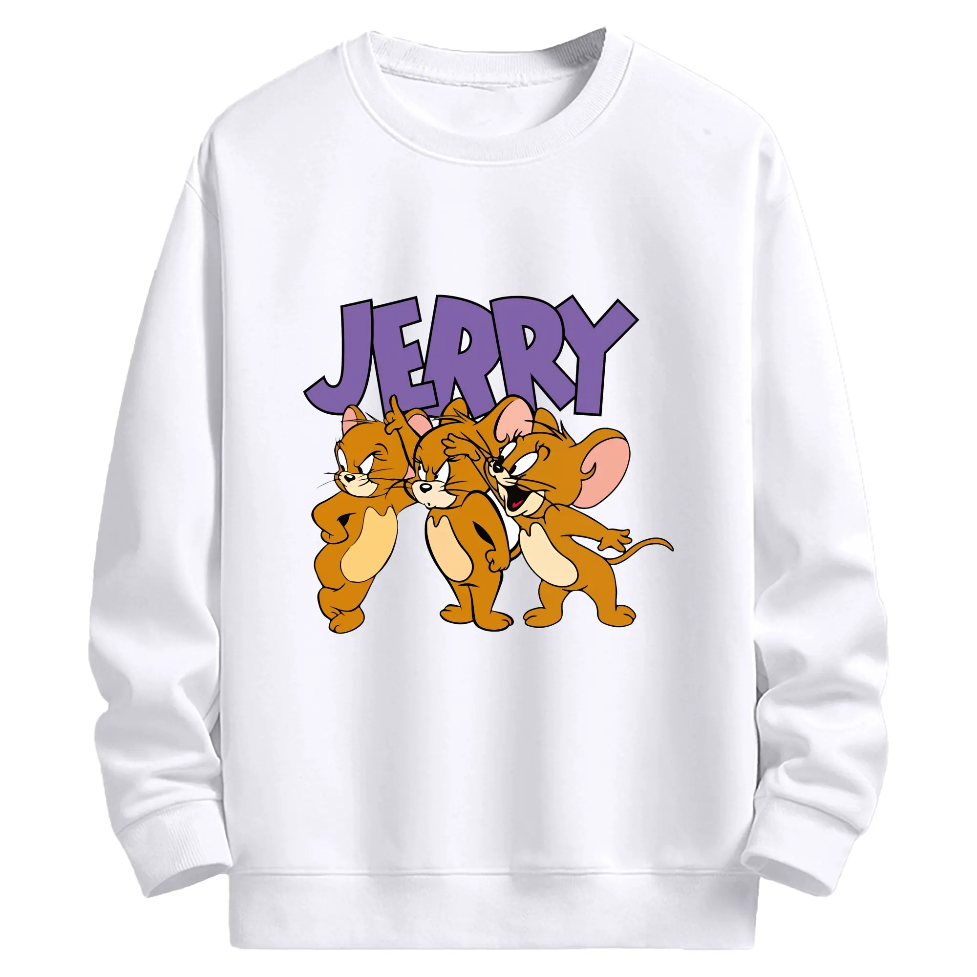 トムとジェリー グッズ ジェリー - 高品質 クルーネック スウェット ・ コットン59％ ポリエステル41％ ・ ユニセックス 長袖 トレーナー ・ カジュアル デイリー スポーツ 散歩用