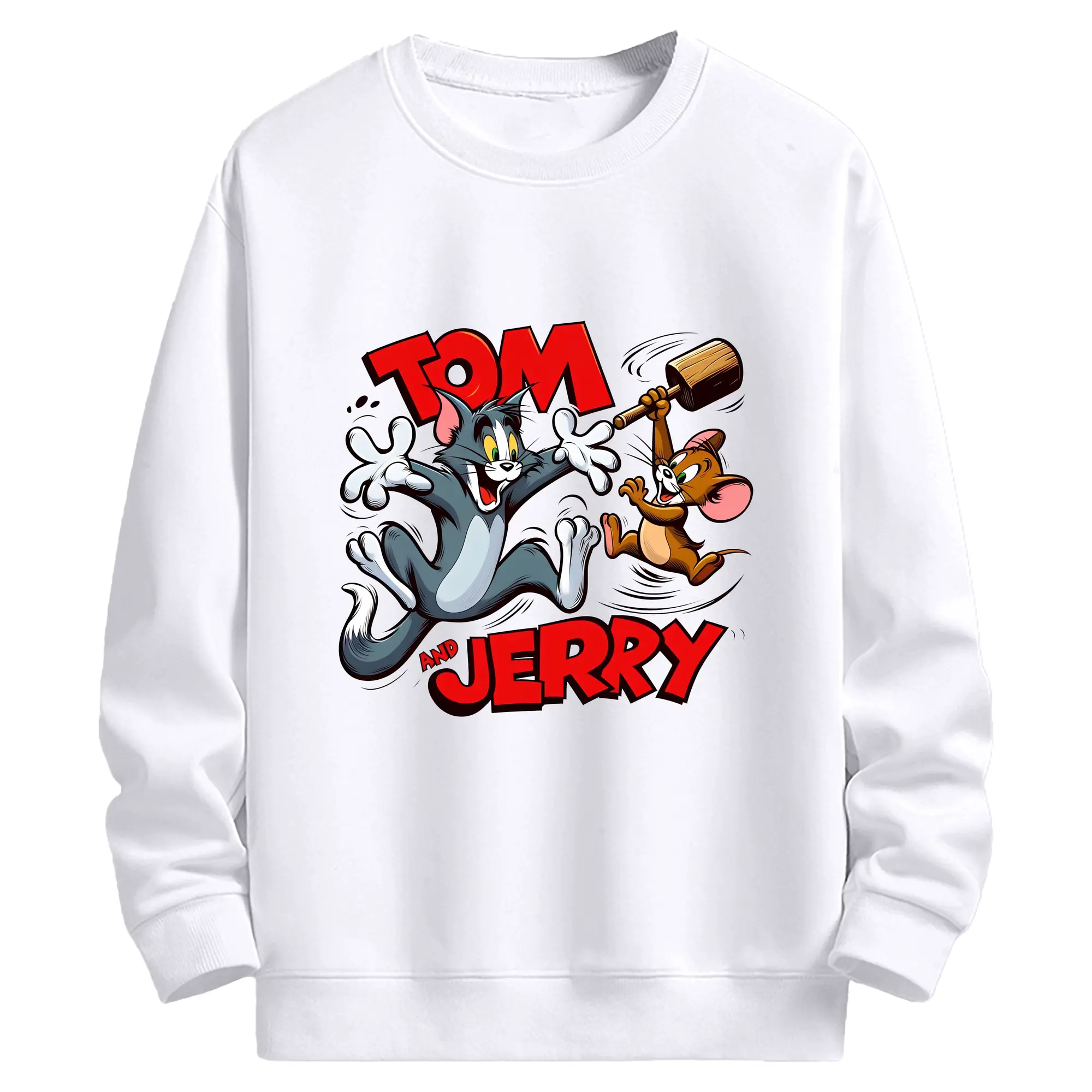 トムとジェリー グッズ ジェリー - 高品質 クルーネック スウェット ・ コットン59％ ポリエステル41％ ・ ユニセックス 長袖 トレーナー ・ カジュアル デイリー スポーツ 散歩用