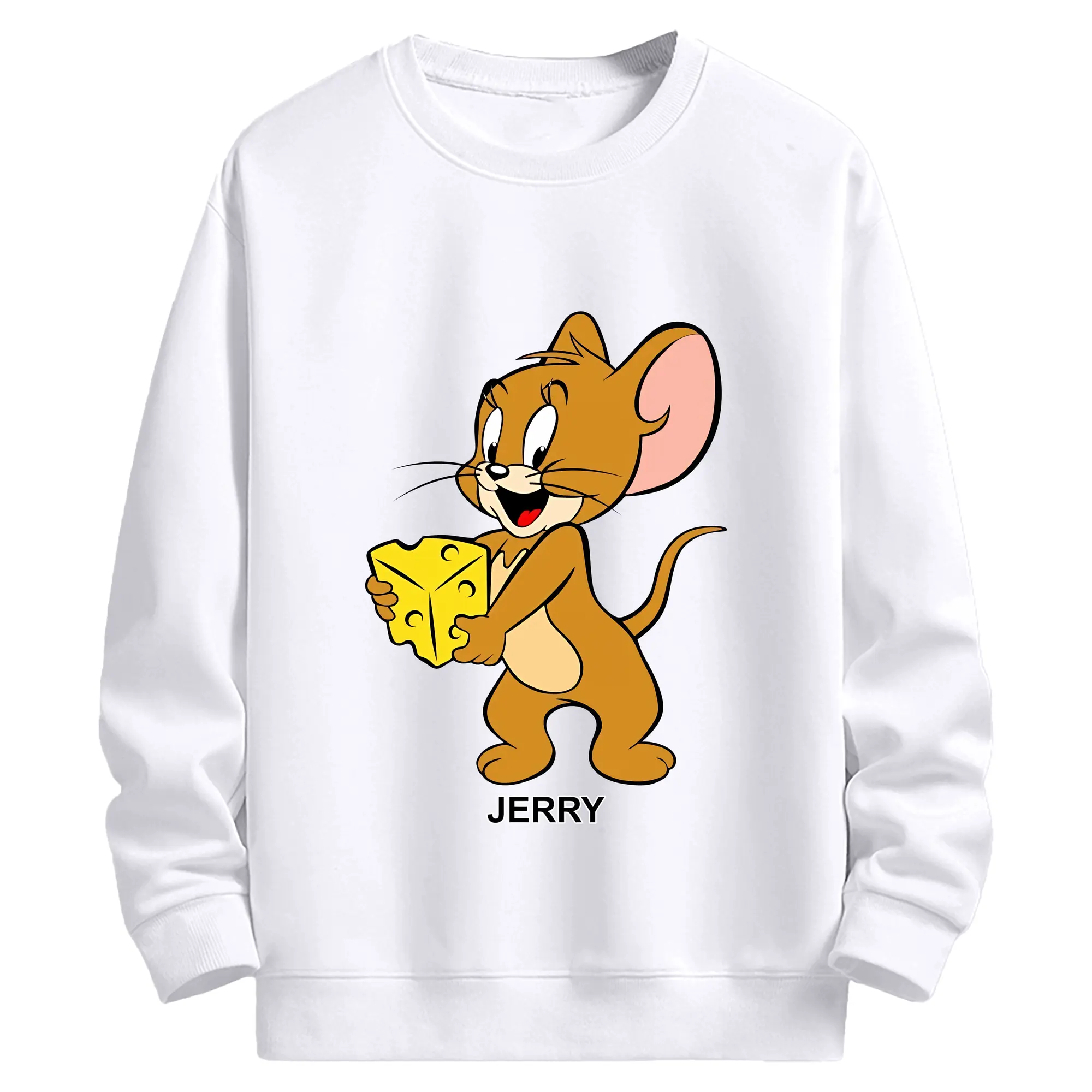 トムとジェリー グッズ ジェリー - 高品質 クルーネック スウェット ・ コットン59％ ポリエステル41％ ・ ユニセックス 長袖 トレーナー ・ カジュアル デイリー スポーツ 散歩用