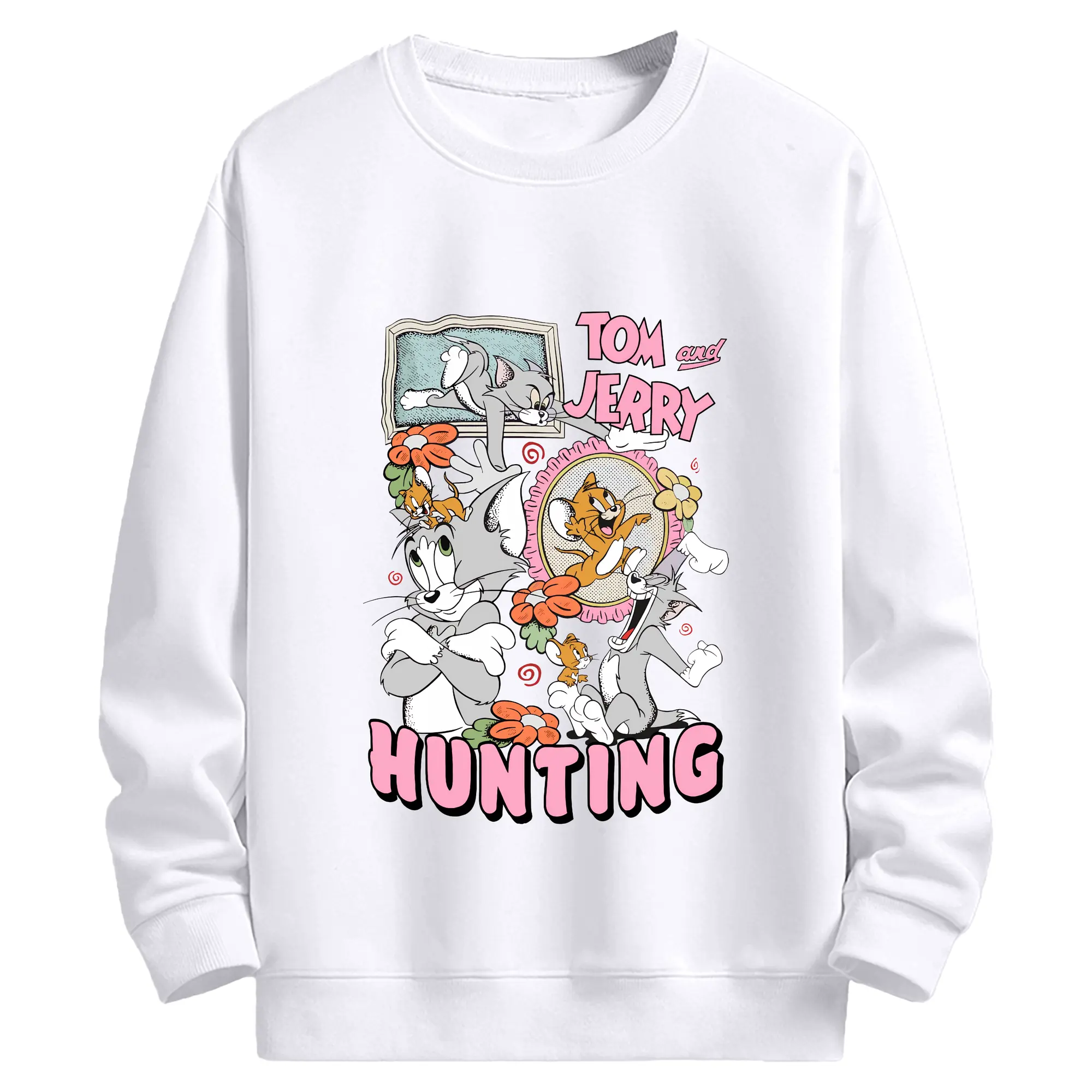 トムとジェリー グッズ ジェリー - 高品質 クルーネック スウェット ・ コットン59％ ポリエステル41％ ・ ユニセックス 長袖 トレーナー ・ カジュアル デイリー スポーツ 散歩用