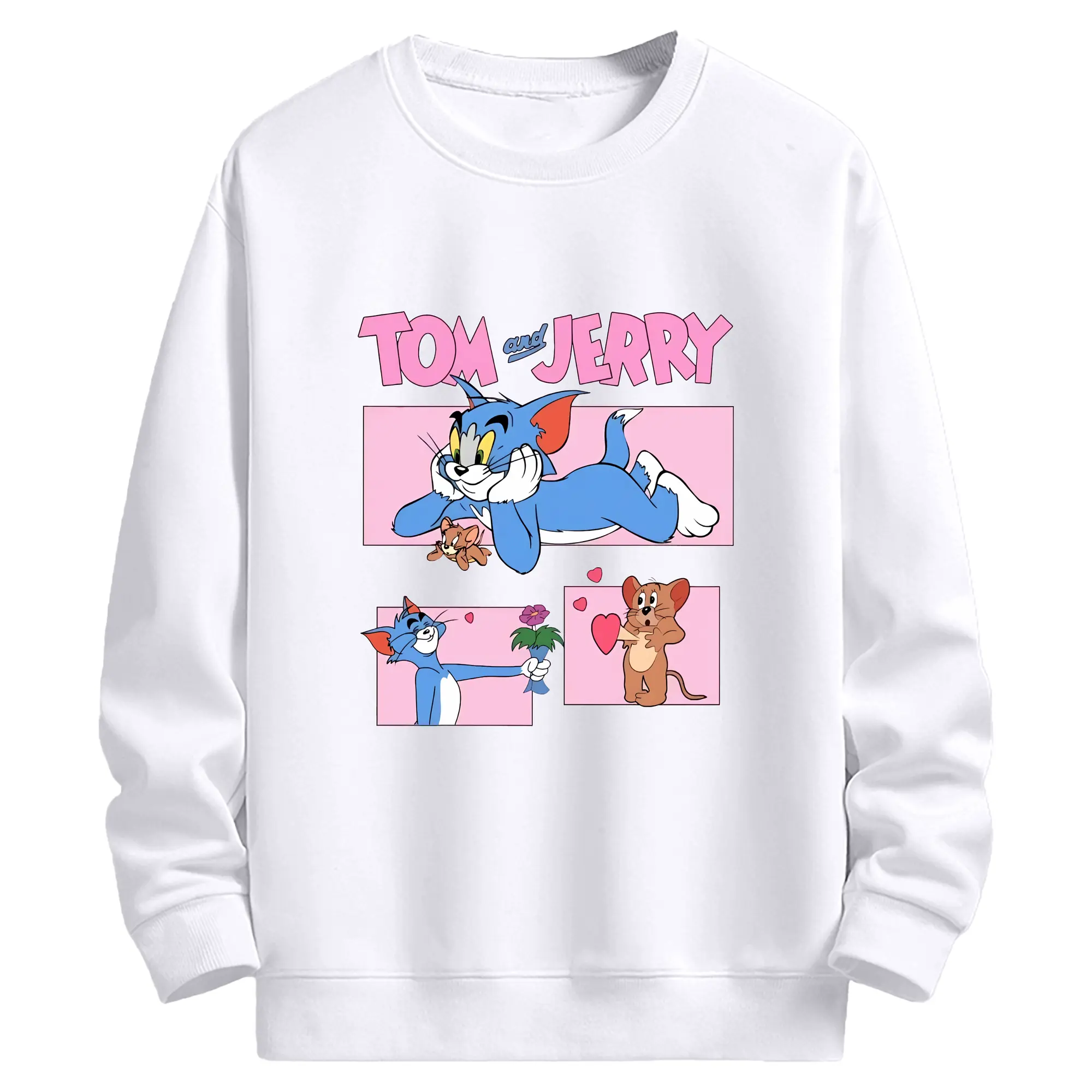 トムとジェリー グッズ ジェリー - 高品質 クルーネック スウェット ・ コットン59％ ポリエステル41％ ・ ユニセックス 長袖 トレーナー ・ カジュアル デイリー スポーツ 散歩用