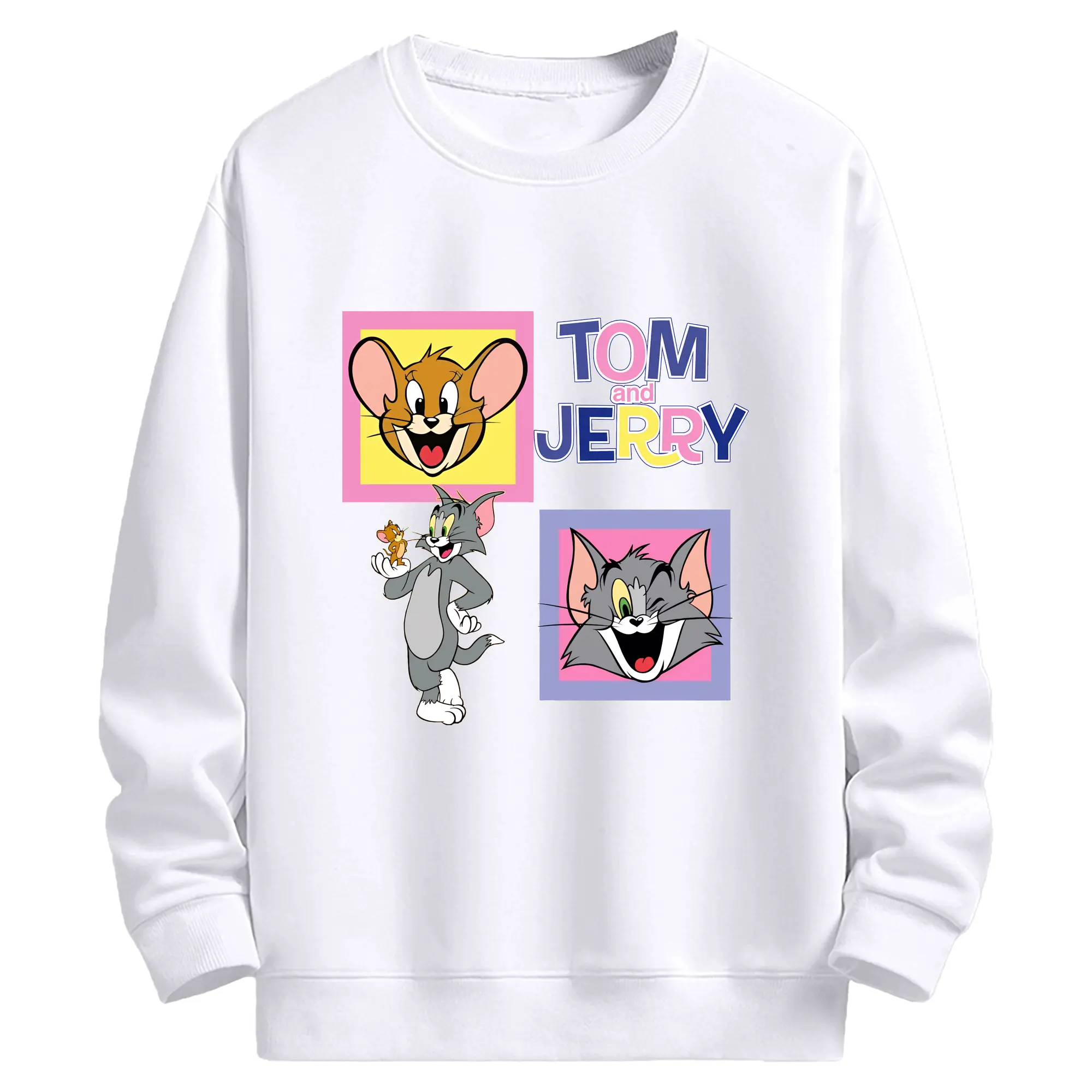 トムとジェリー グッズ ジェリー - 高品質 クルーネック スウェット ・ コットン59％ ポリエステル41％ ・ ユニセックス 長袖 トレーナー ・ カジュアル デイリー スポーツ 散歩用