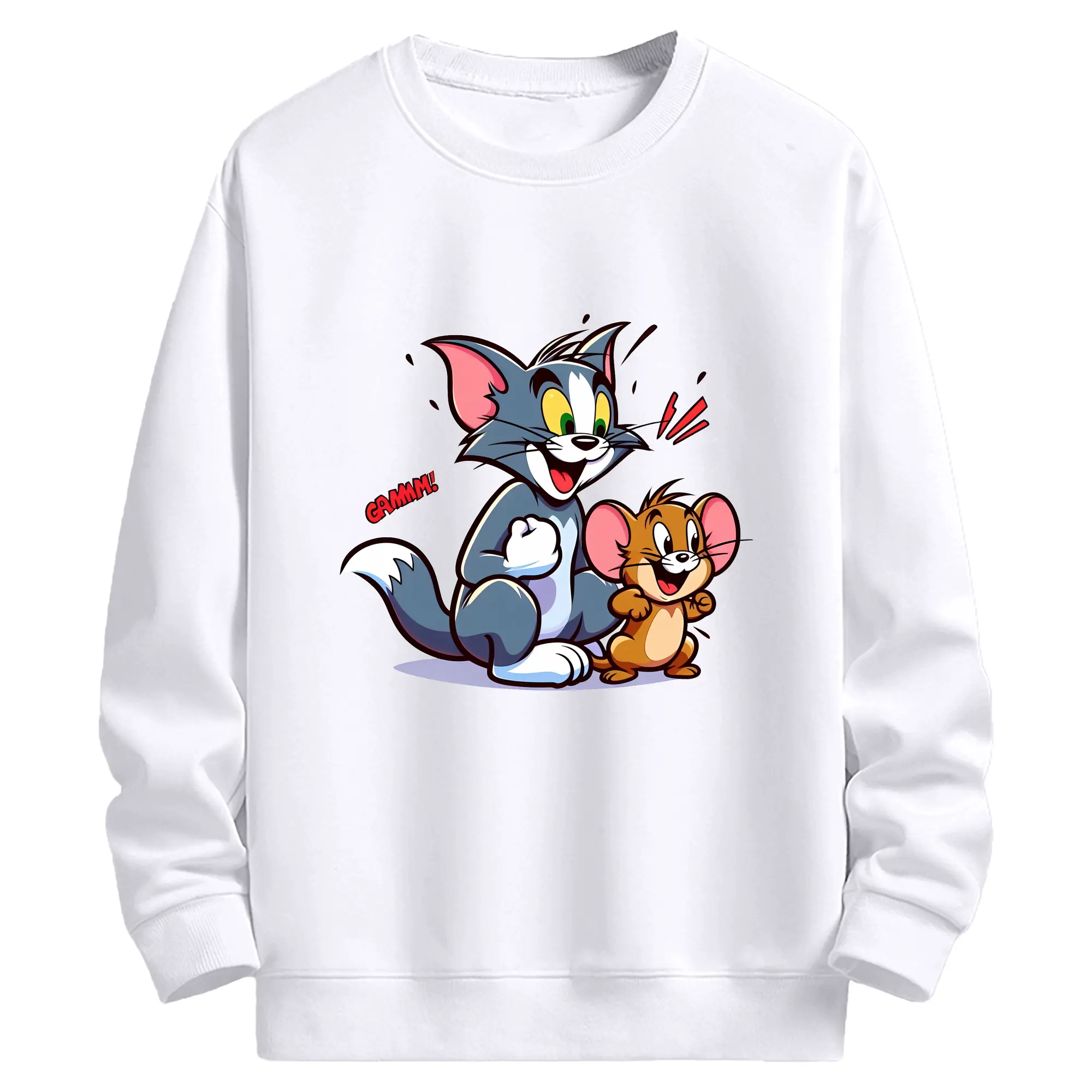 トムとジェリー グッズ ジェリー - 高品質 クルーネック スウェット ・ コットン59％ ポリエステル41％ ・ ユニセックス 長袖 トレーナー ・ カジュアル デイリー スポーツ 散歩用