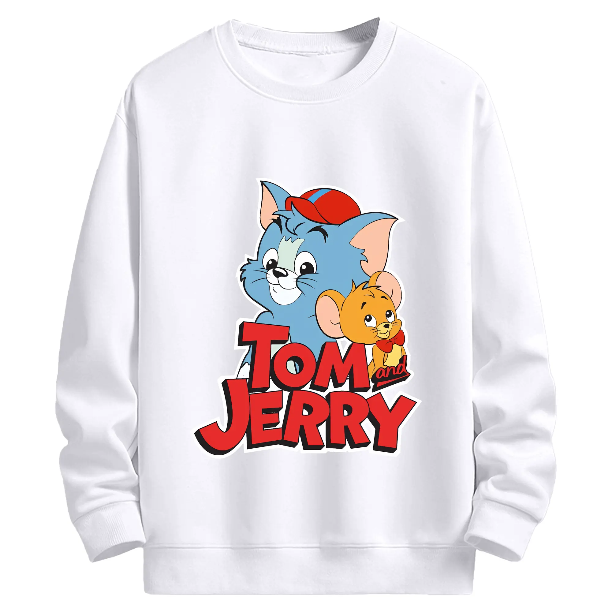 トムとジェリー グッズ ジェリー - 高品質 クルーネック スウェット ・ コットン59％ ポリエステル41％ ・ ユニセックス 長袖 トレーナー ・ カジュアル デイリー スポーツ 散歩用