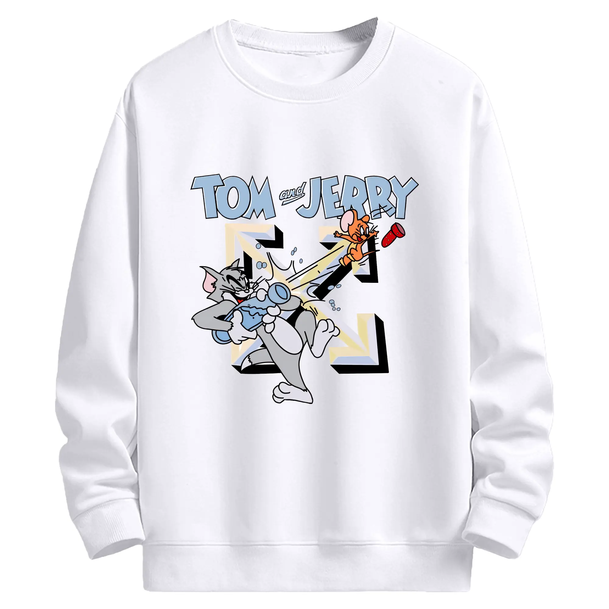 トムとジェリー グッズ ジェリー - 高品質 クルーネック スウェット ・ コットン59％ ポリエステル41％ ・ ユニセックス 長袖 トレーナー ・ カジュアル デイリー スポーツ 散歩用