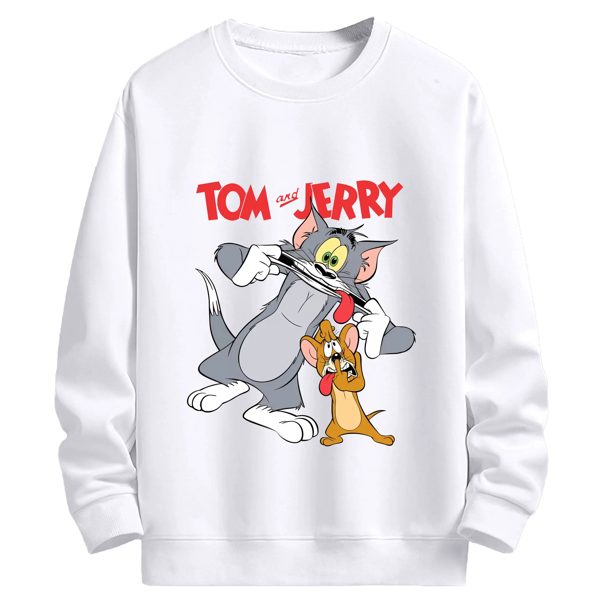 トムとジェリー グッズ ジェリー - 高品質 クルーネック スウェット ・ コットン59％ ポリエステル41％ ・ ユニセックス 長袖 トレーナー ・ カジュアル デイリー スポーツ 散歩用