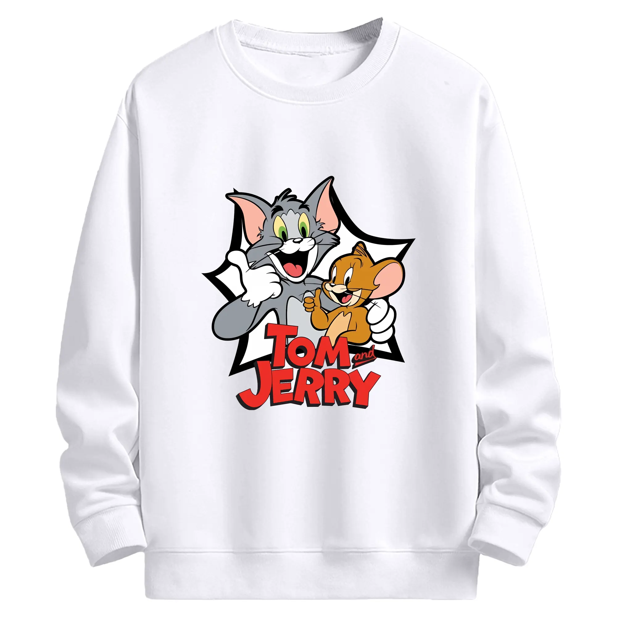 トムとジェリー グッズ ジェリー - 高品質 クルーネック スウェット ・ コットン59％ ポリエステル41％ ・ ユニセックス 長袖 トレーナー ・ カジュアル デイリー スポーツ 散歩用