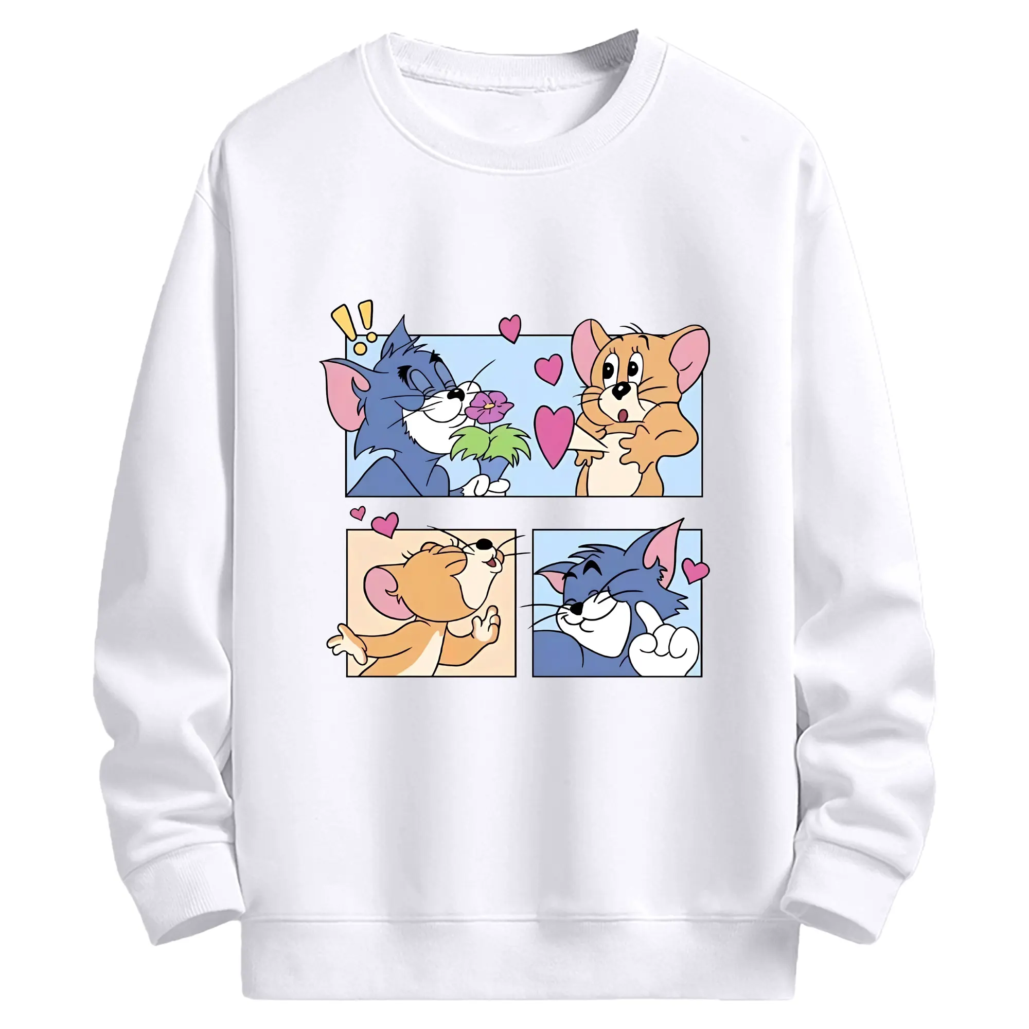 トムとジェリー グッズ ジェリー - 高品質 クルーネック スウェット ・ コットン59％ ポリエステル41％ ・ ユニセックス 長袖 トレーナー ・ カジュアル デイリー スポーツ 散歩用