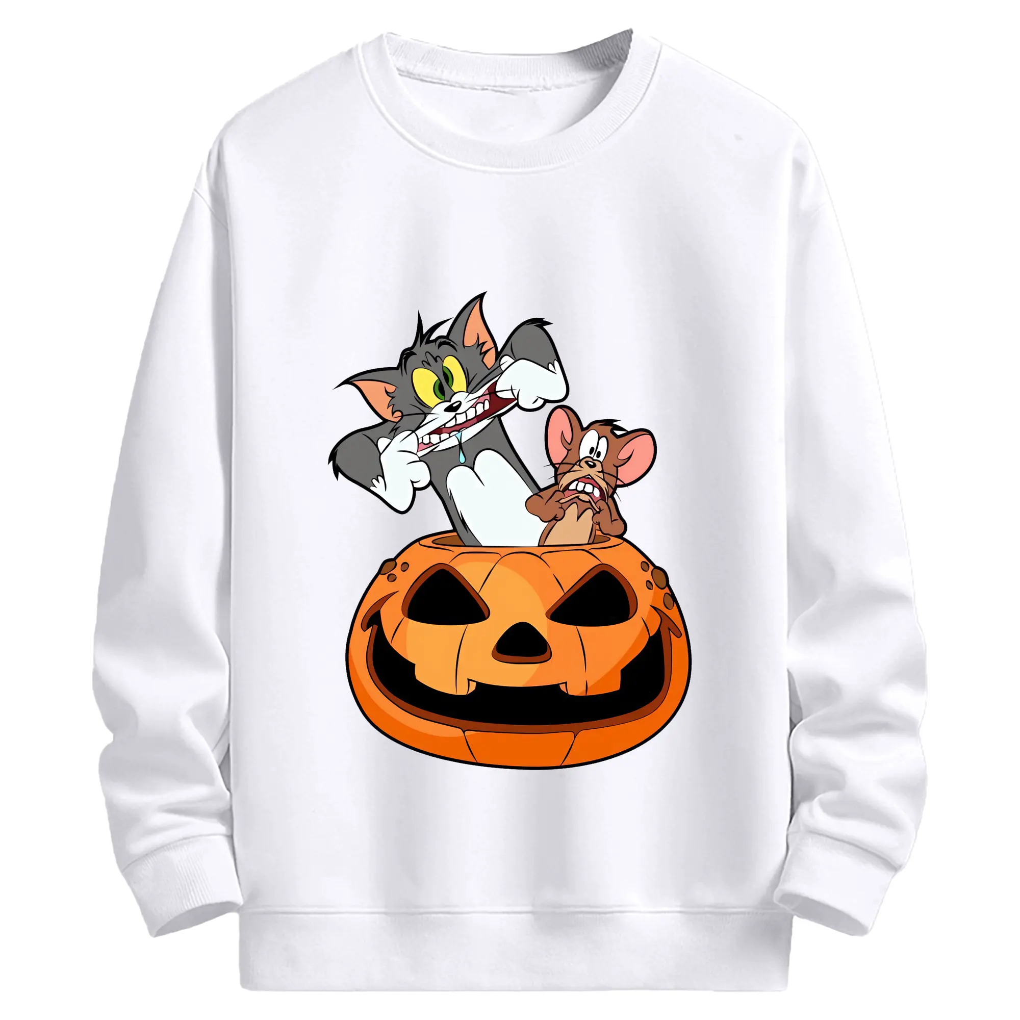 トムとジェリー グッズ ジェリー - 高品質 クルーネック スウェット ・ コットン59％ ポリエステル41％ ・ ユニセックス 長袖 トレーナー ・ カジュアル デイリー スポーツ 散歩用