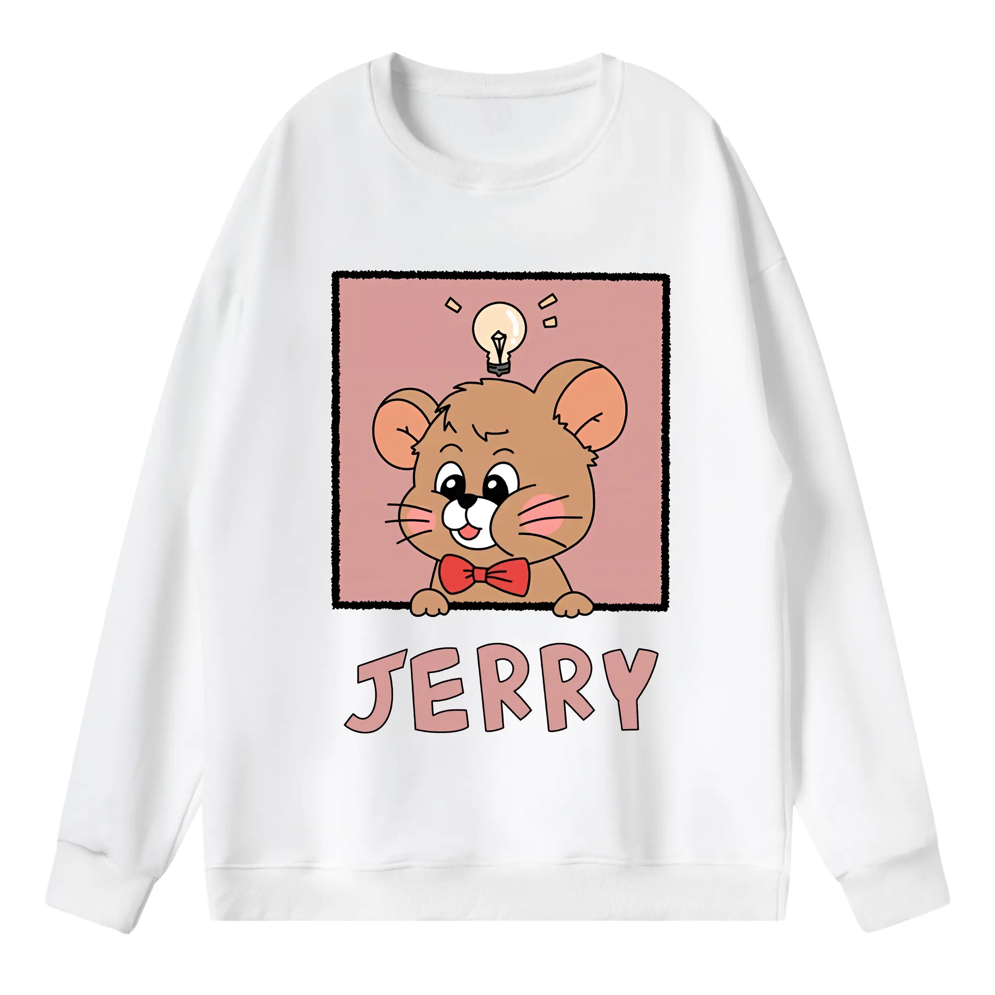 トムとジェリー グッズ ジェリー - 薄手 クルーネック スウェット 裏毛260g · ポリエステル 春秋向け カジュアル 男女兼用 · トレーナー デイリー スポーツ 散歩に最適