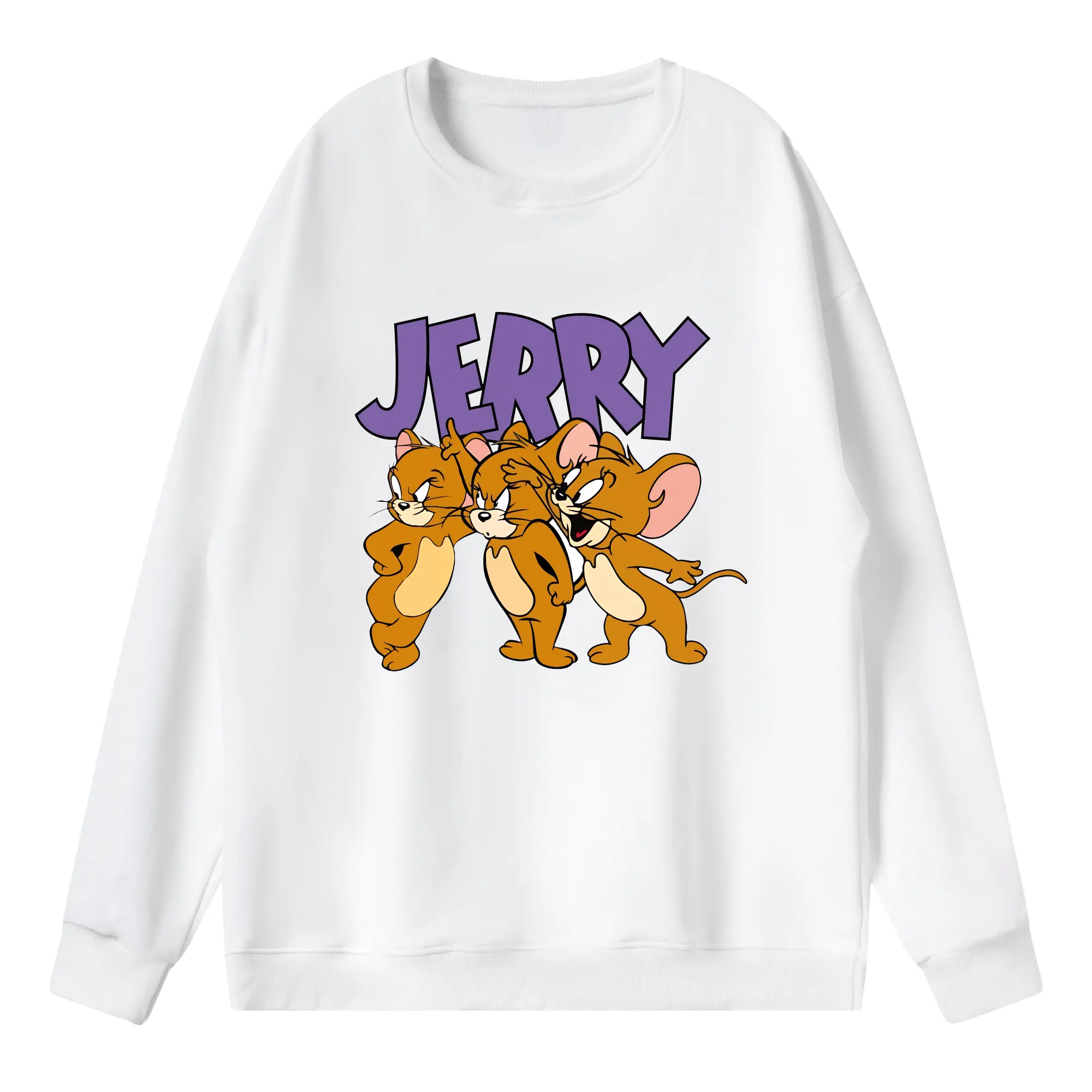 トムとジェリー グッズ ジェリー - 薄手 クルーネック スウェット 裏毛260g · ポリエステル 春秋向け カジュアル 男女兼用 · トレーナー デイリー スポーツ 散歩に最適