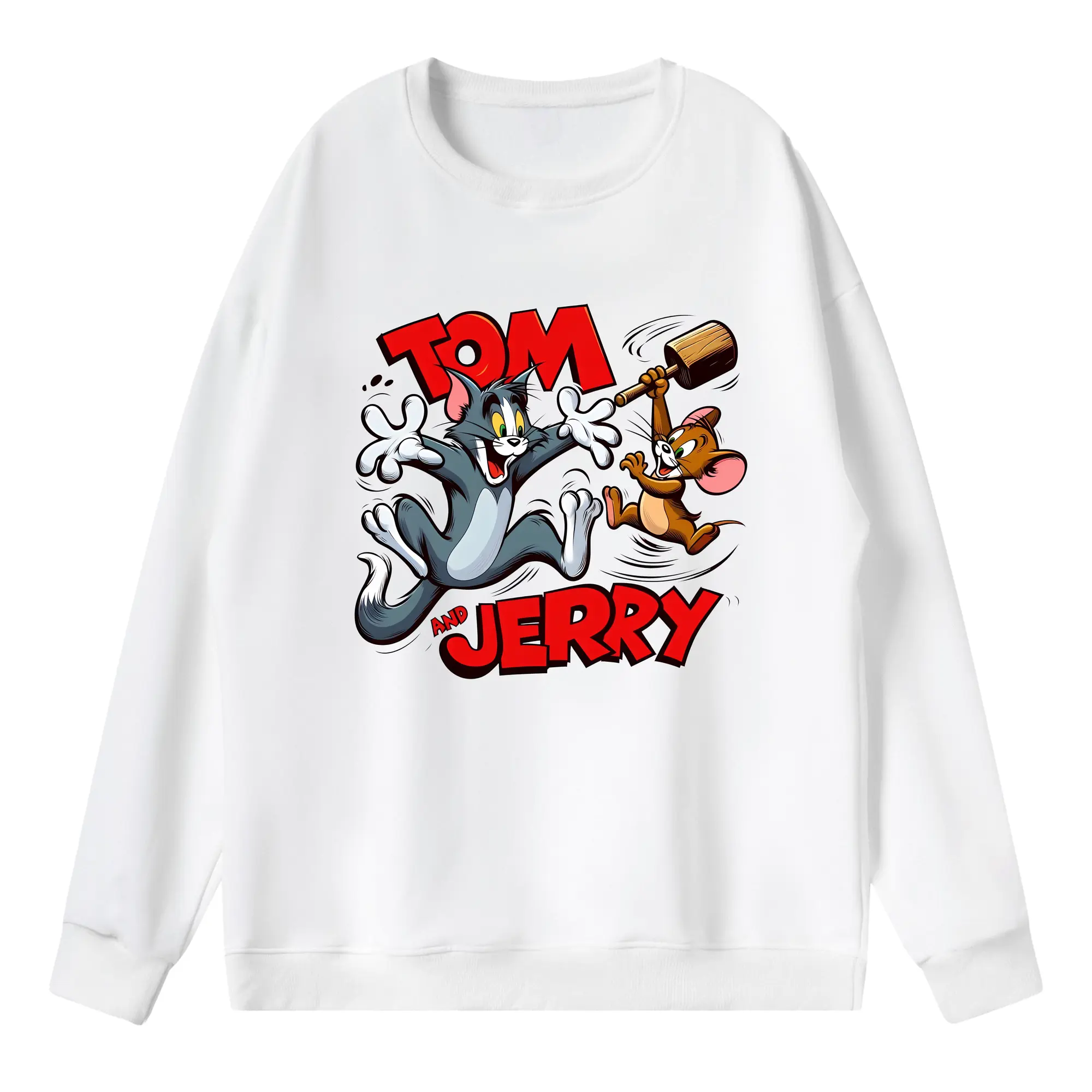 トムとジェリー グッズ ジェリー - 薄手 クルーネック スウェット 裏毛260g · ポリエステル 春秋向け カジュアル 男女兼用 · トレーナー デイリー スポーツ 散歩に最適