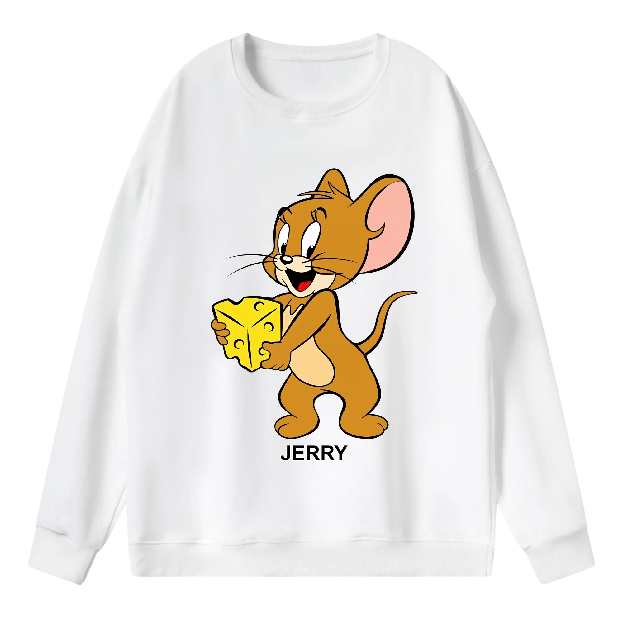 トムとジェリー グッズ ジェリー - 薄手 クルーネック スウェット 裏毛260g · ポリエステル 春秋向け カジュアル 男女兼用 · トレーナー デイリー スポーツ 散歩に最適