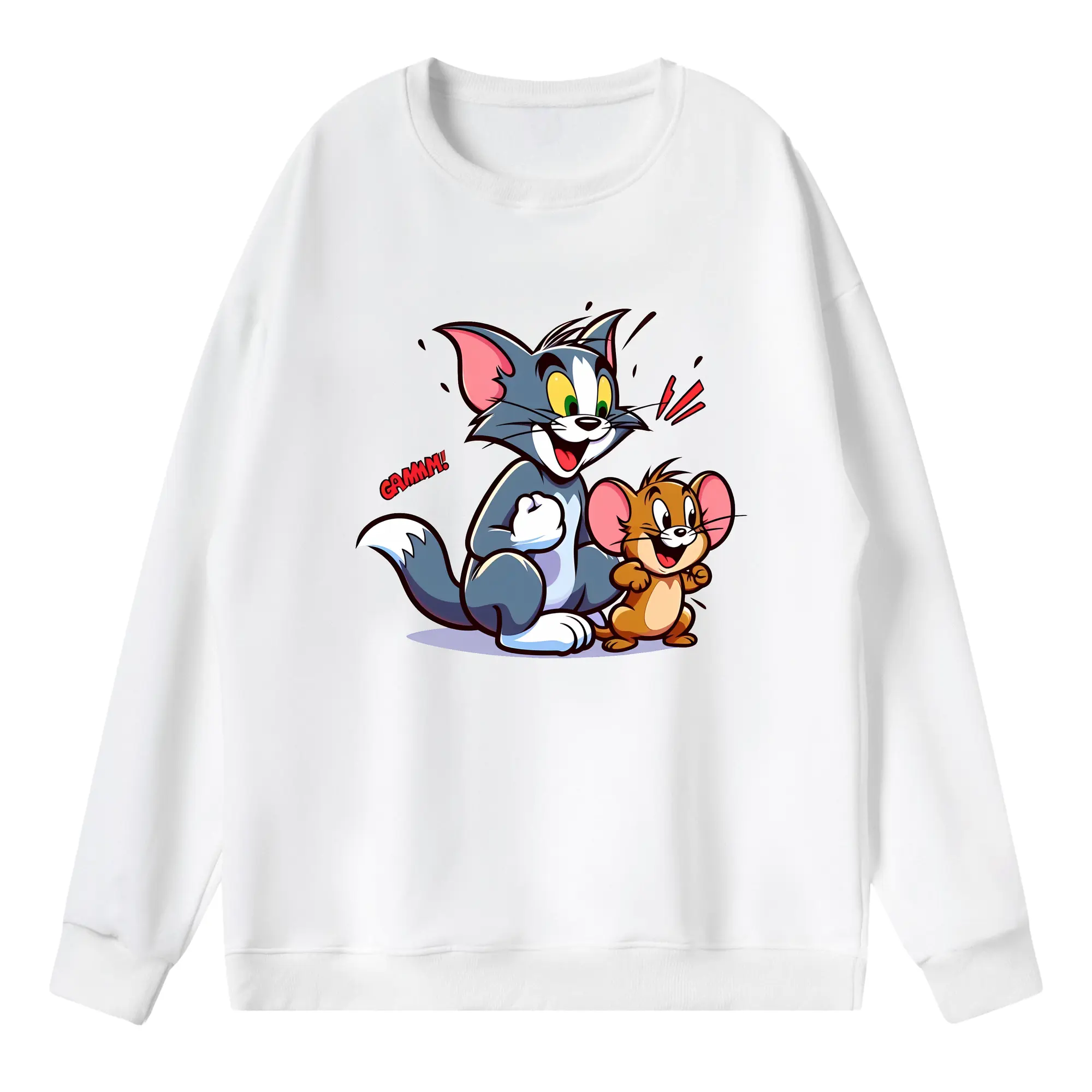 トムとジェリー グッズ ジェリー - 薄手 クルーネック スウェット 裏毛260g · ポリエステル 春秋向け カジュアル 男女兼用 · トレーナー デイリー スポーツ 散歩に最適